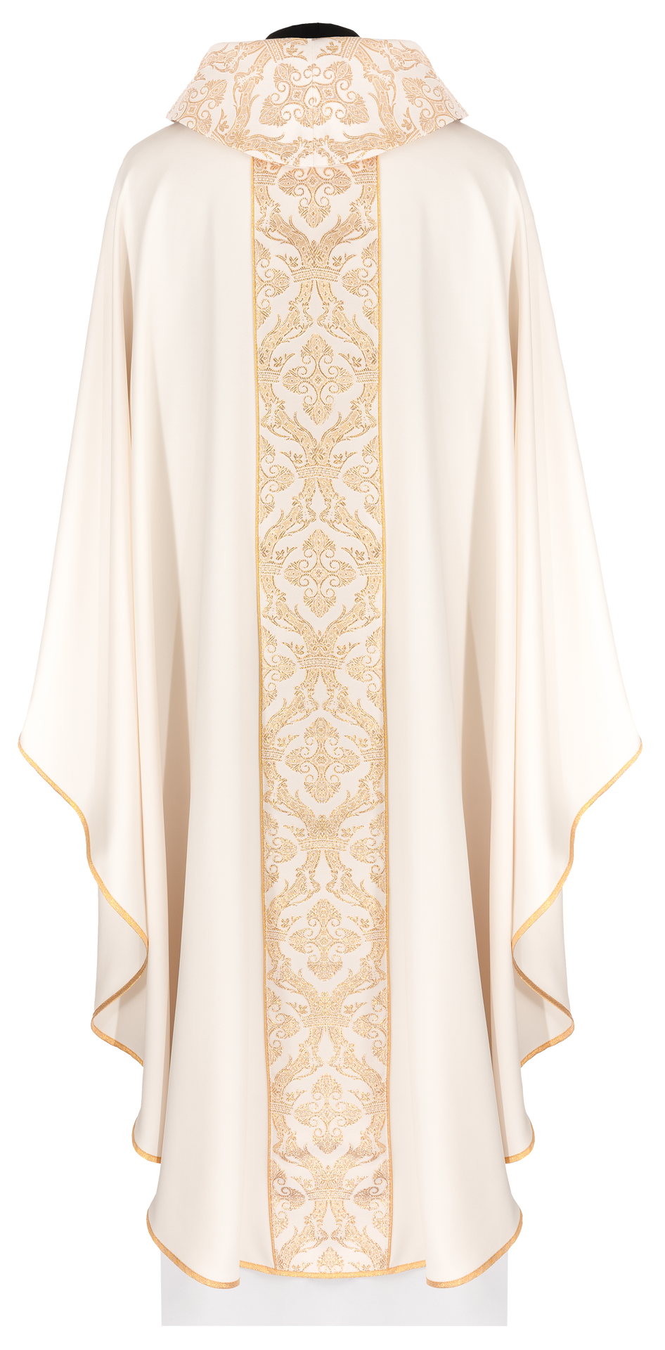 Ornat liturgiczny z haftowanym pasem i kołnierzem w kolorze ecru - ORNATY.PL