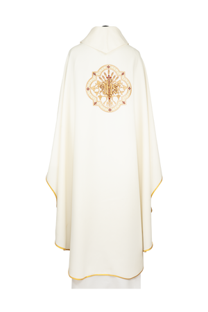 Ornat haftowany z motywem Kielicha eucharystycznego i IHS - ORNATY.PL