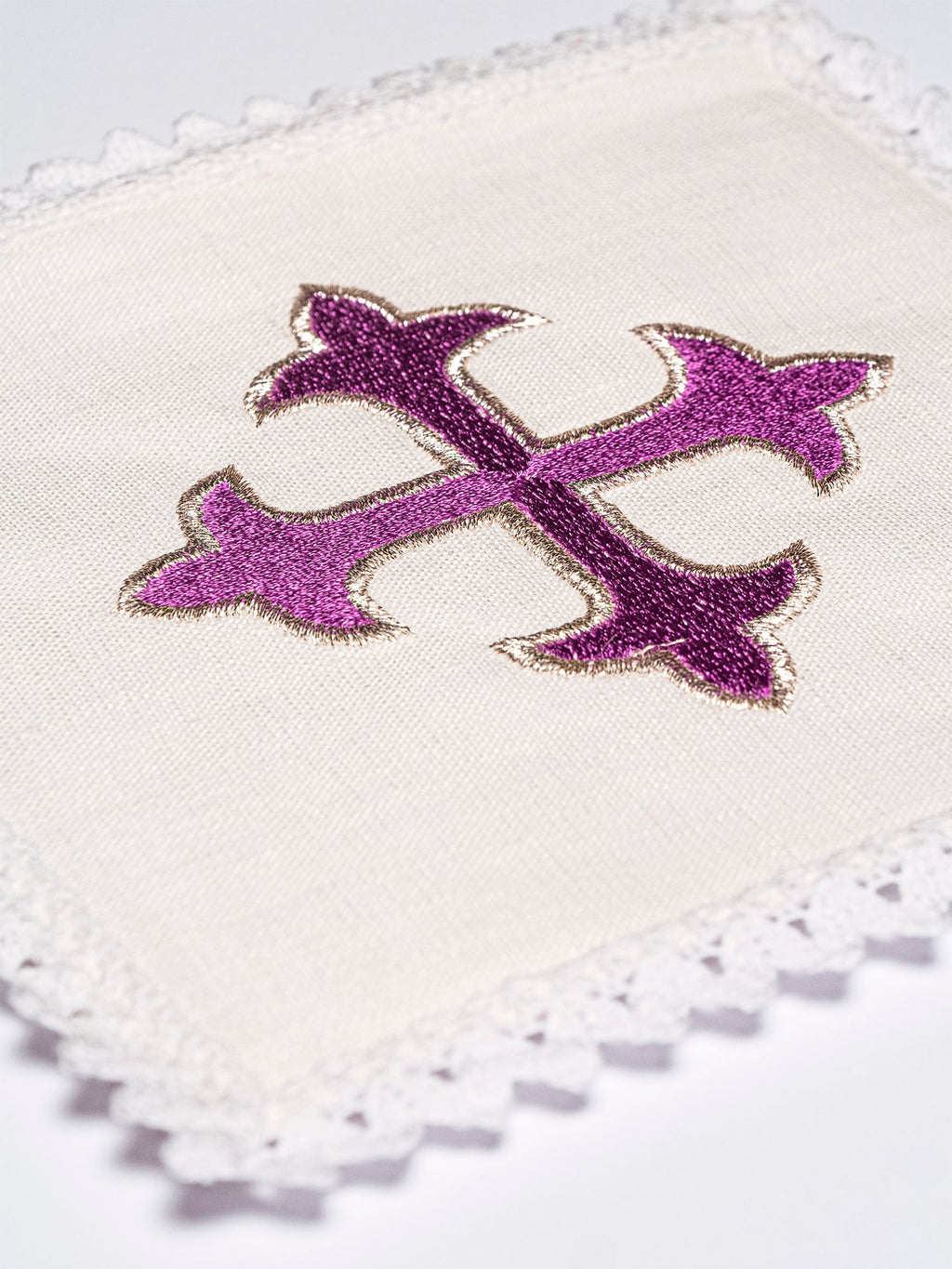 Leinen Kelch Leinen besticktes Kreuz