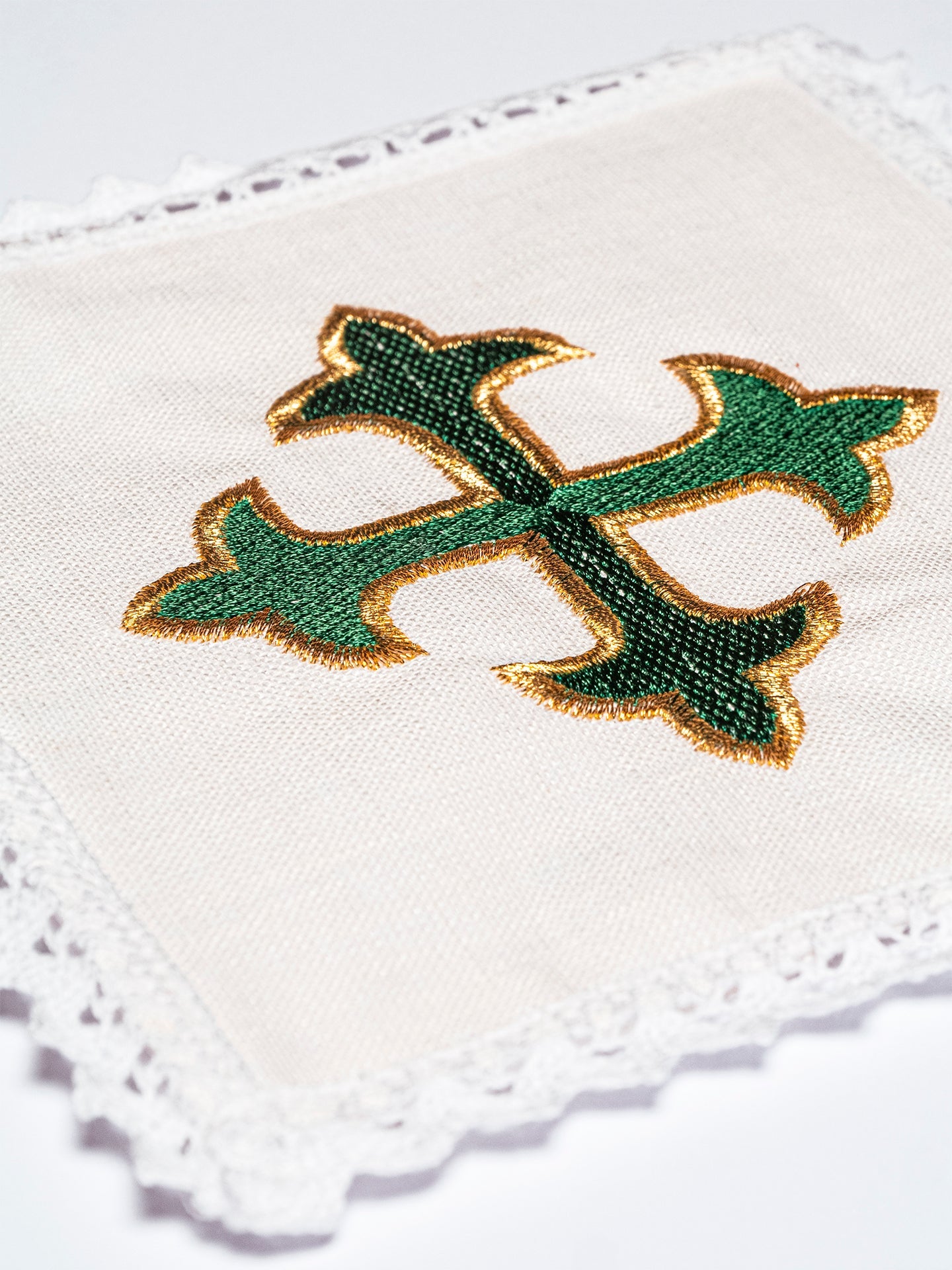 Leinen Kelch Leinen besticktes Kreuz