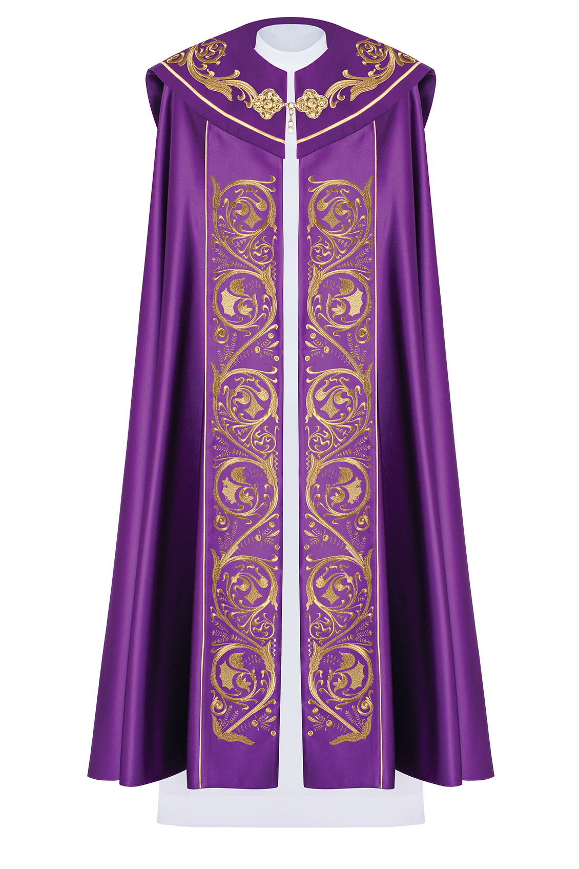 Violette liturgische Kapelle mit goldenem IHS-Monogramm