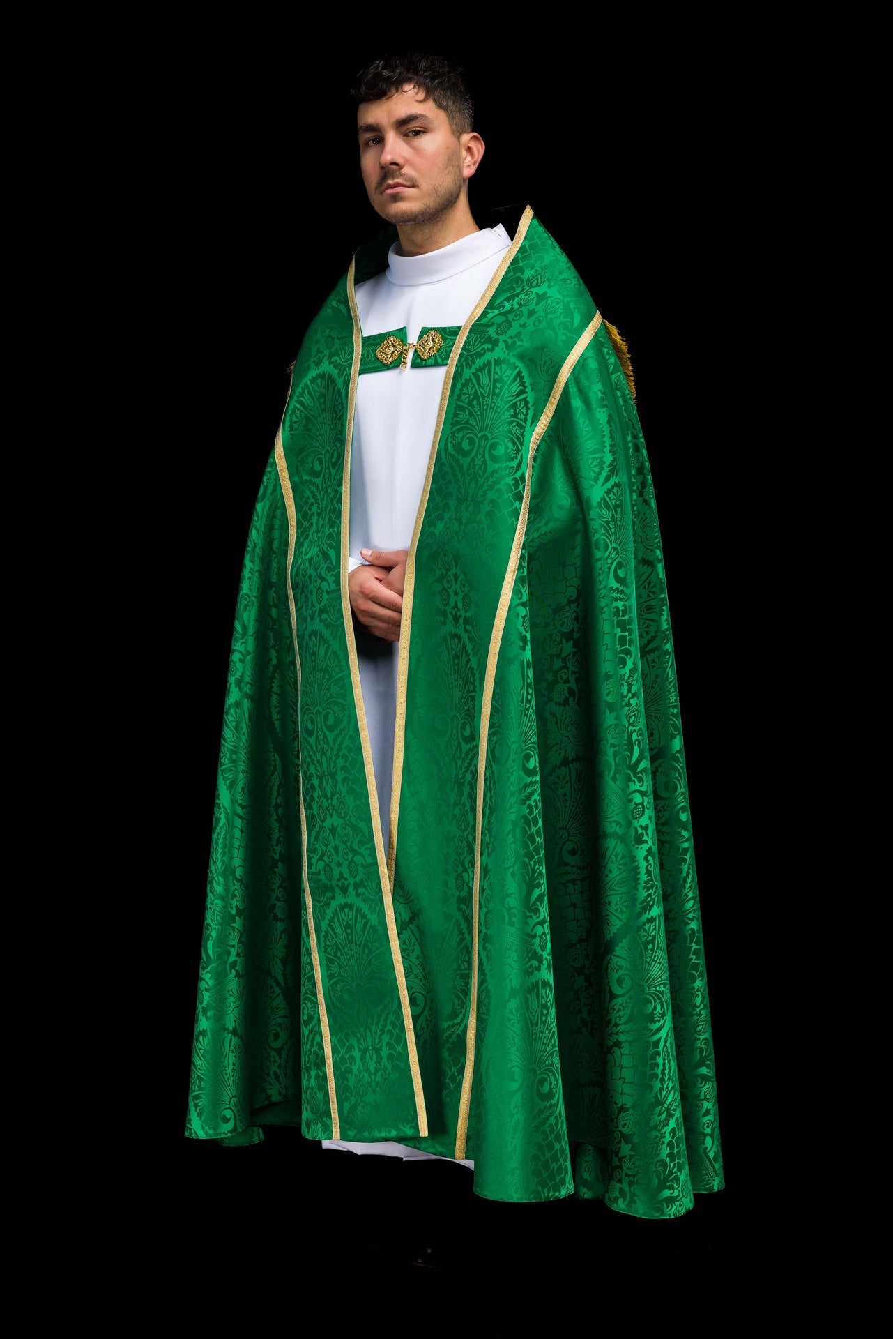 Römischer Rauchmantel aus Jacquardstoff – Grün