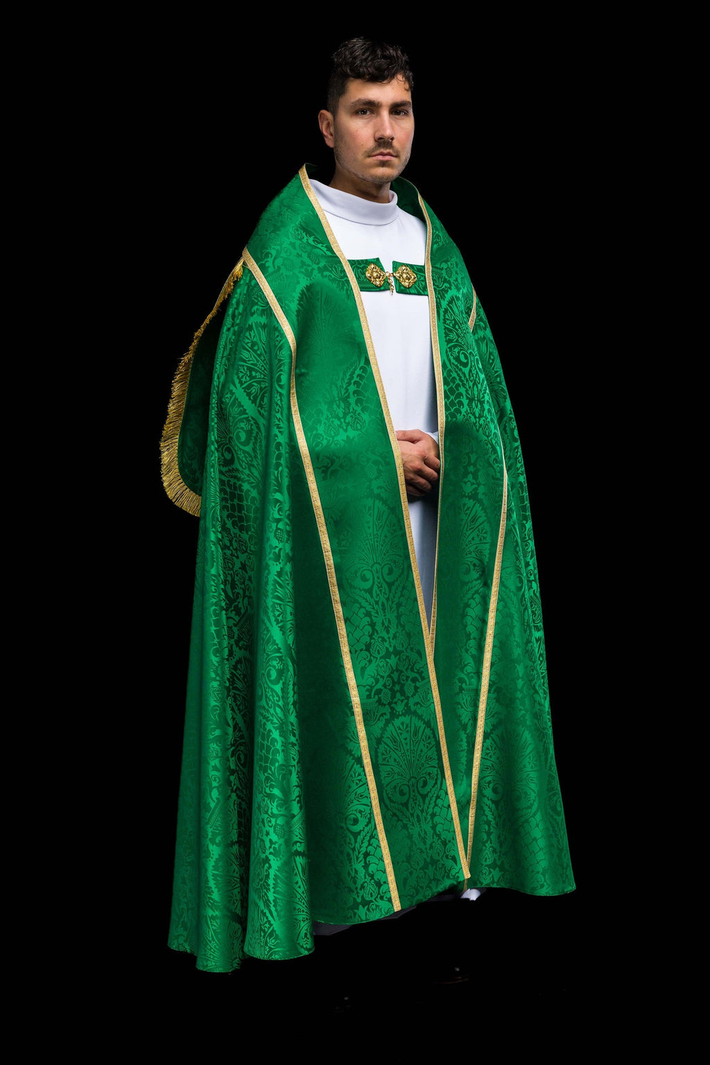Römischer Rauchmantel aus Jacquardstoff – Grün