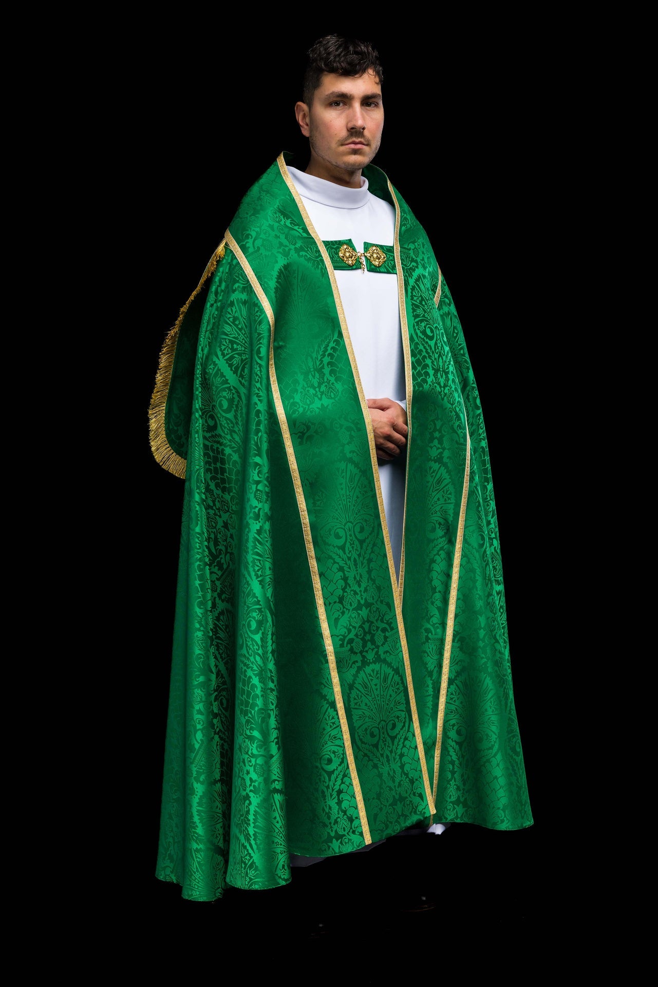 Römischer Rauchmantel aus Jacquardstoff – Grün