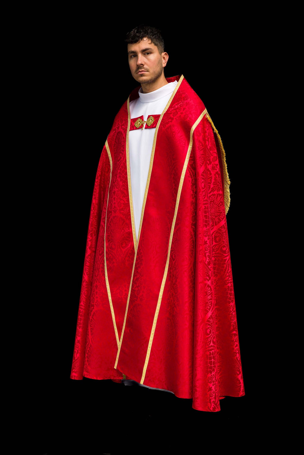 Römischer Rauchmantel aus Jacquardstoff – Rot