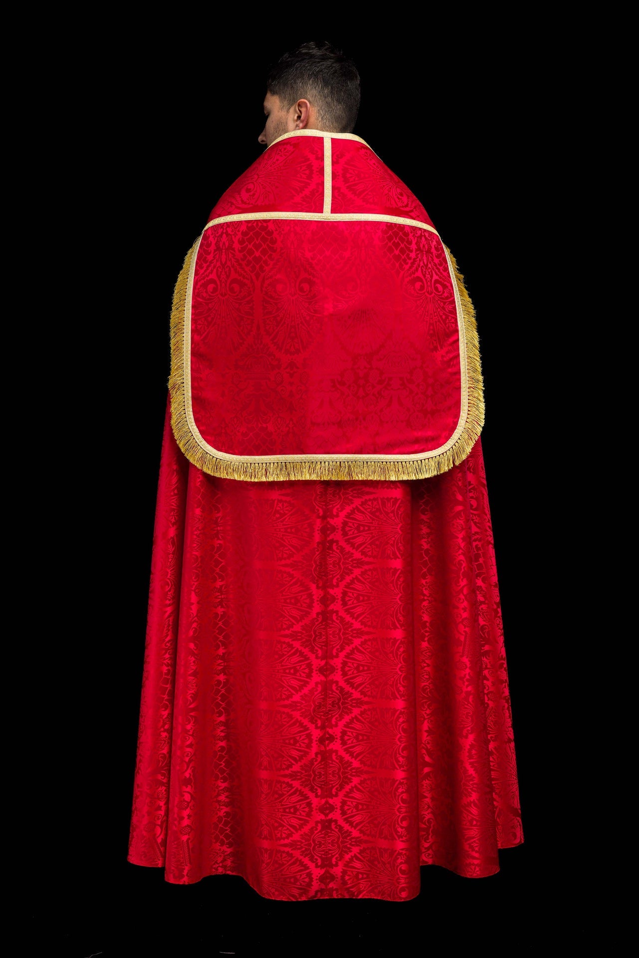 Römischer Rauchmantel aus Jacquardstoff – Rot