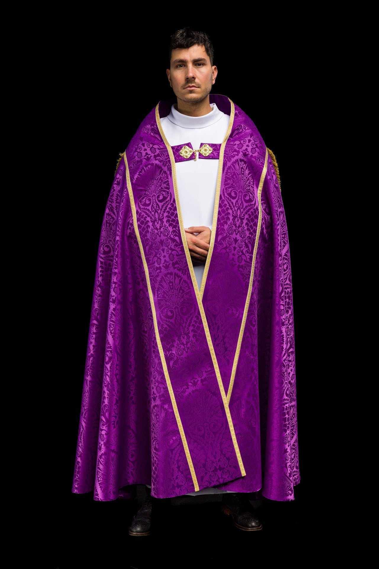 Römischer Rauchmantel aus Jacquardstoff – Violett