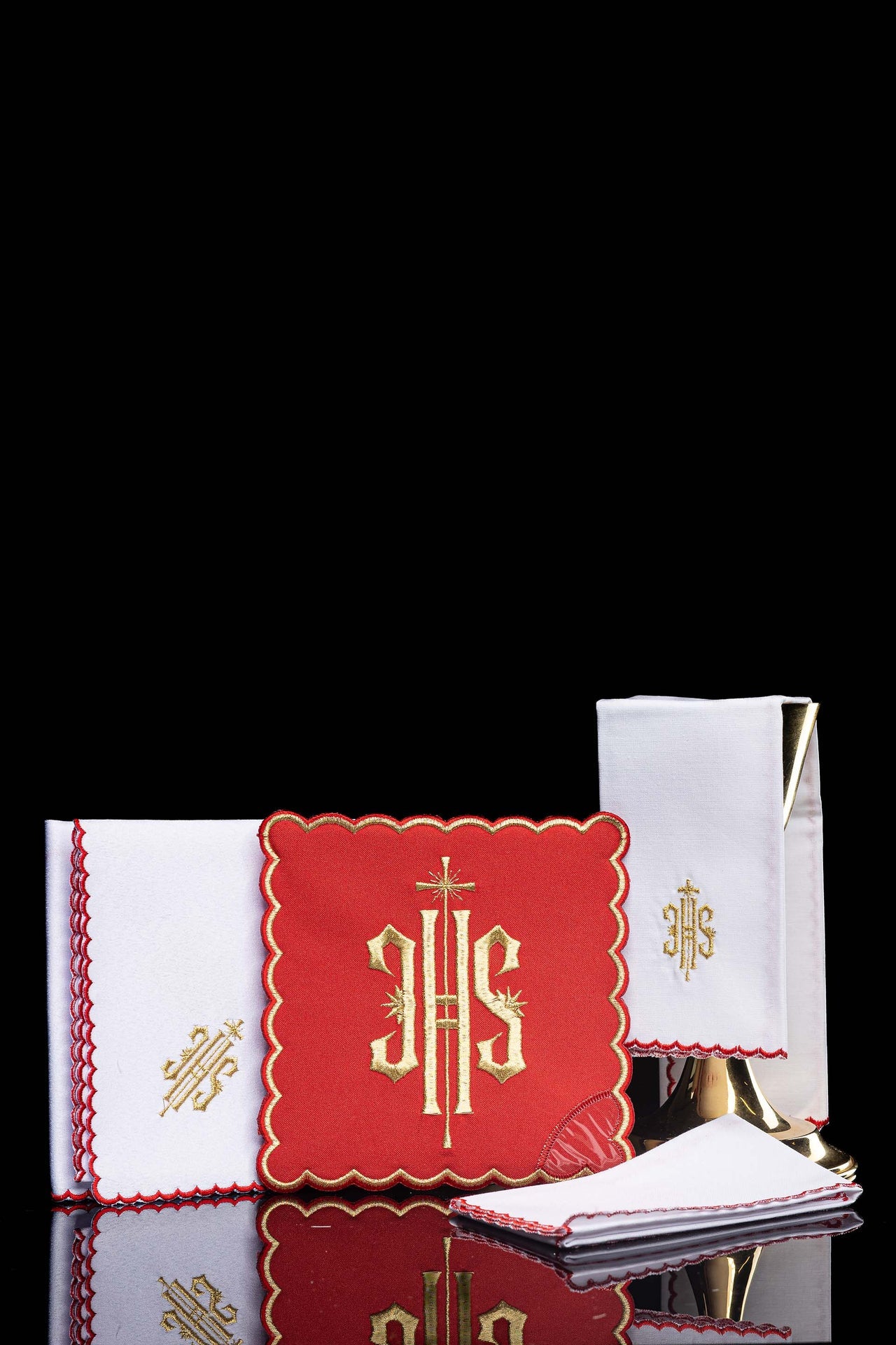 IHS Besticktes Kelch-Set Rot