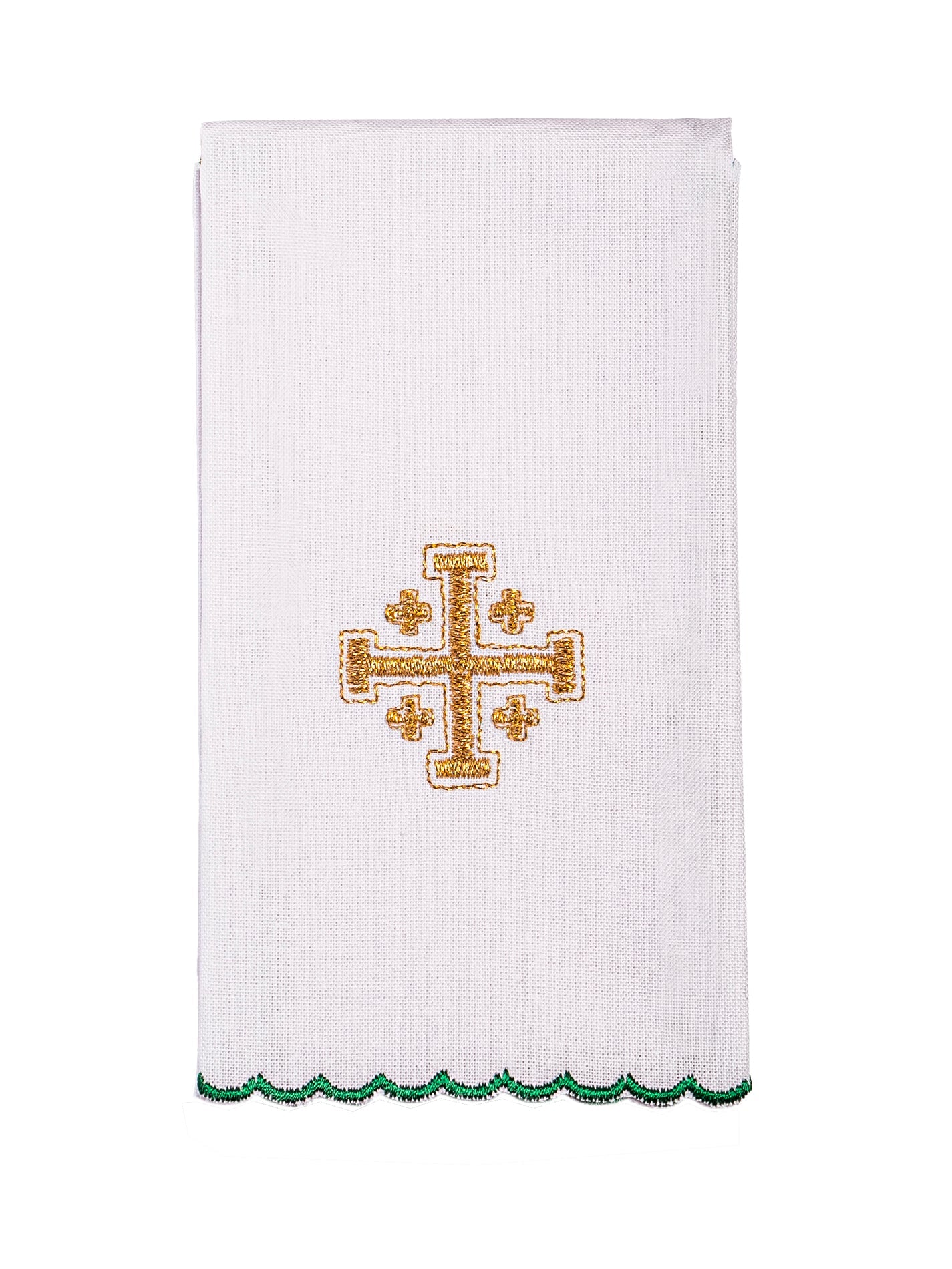Kelchset Gesticktes Jerusalem Kreuz ecru