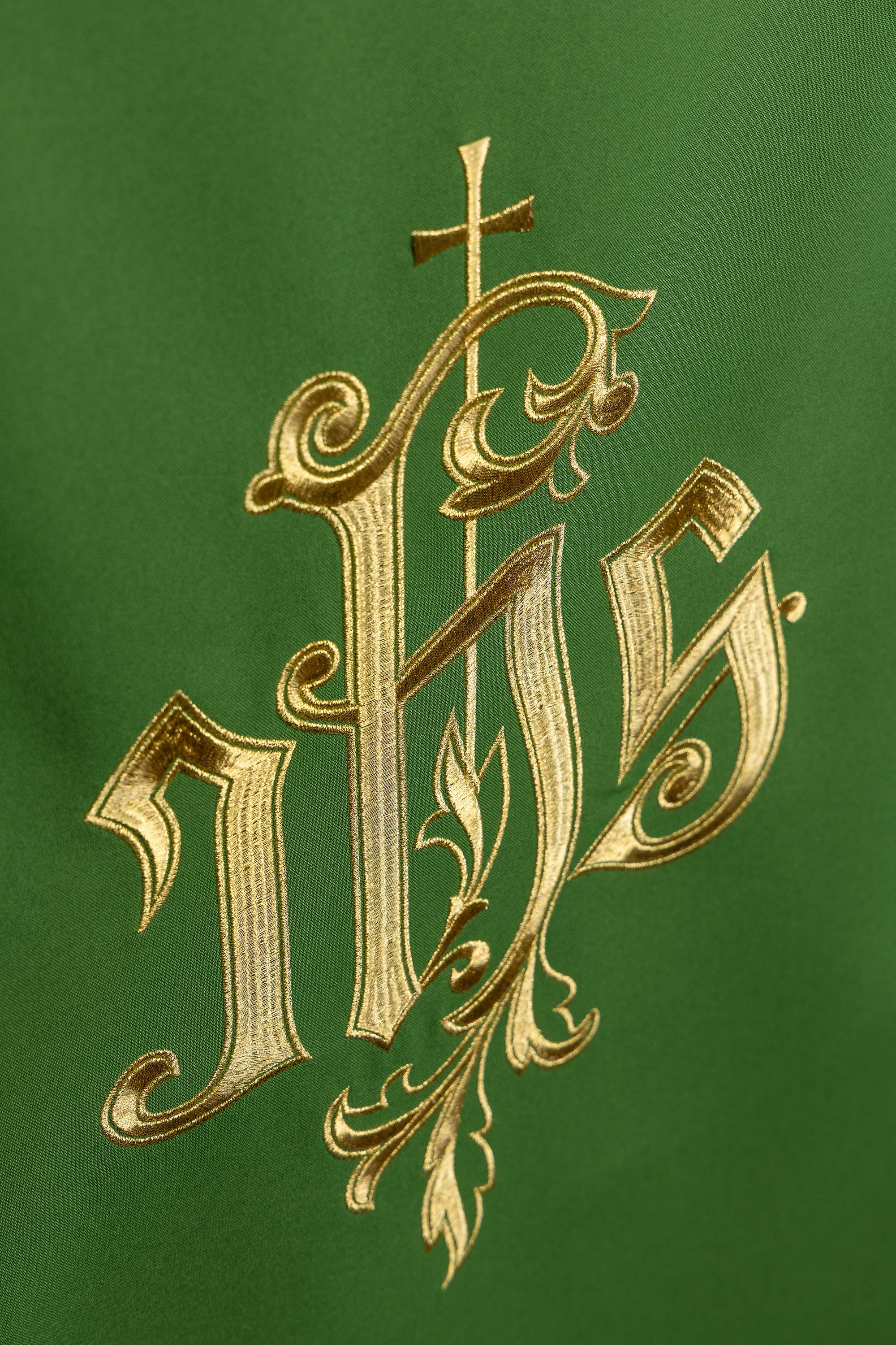 Grün bestickte Rednerpult Serviette mit IHS Symbol