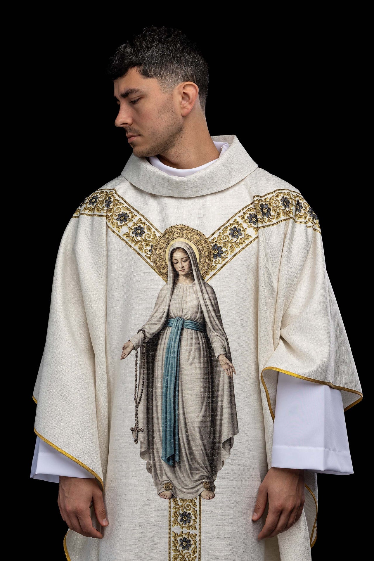 Bedruckte Kasel mit dem Bildnis Unserer Lieben Frau von Lourdes