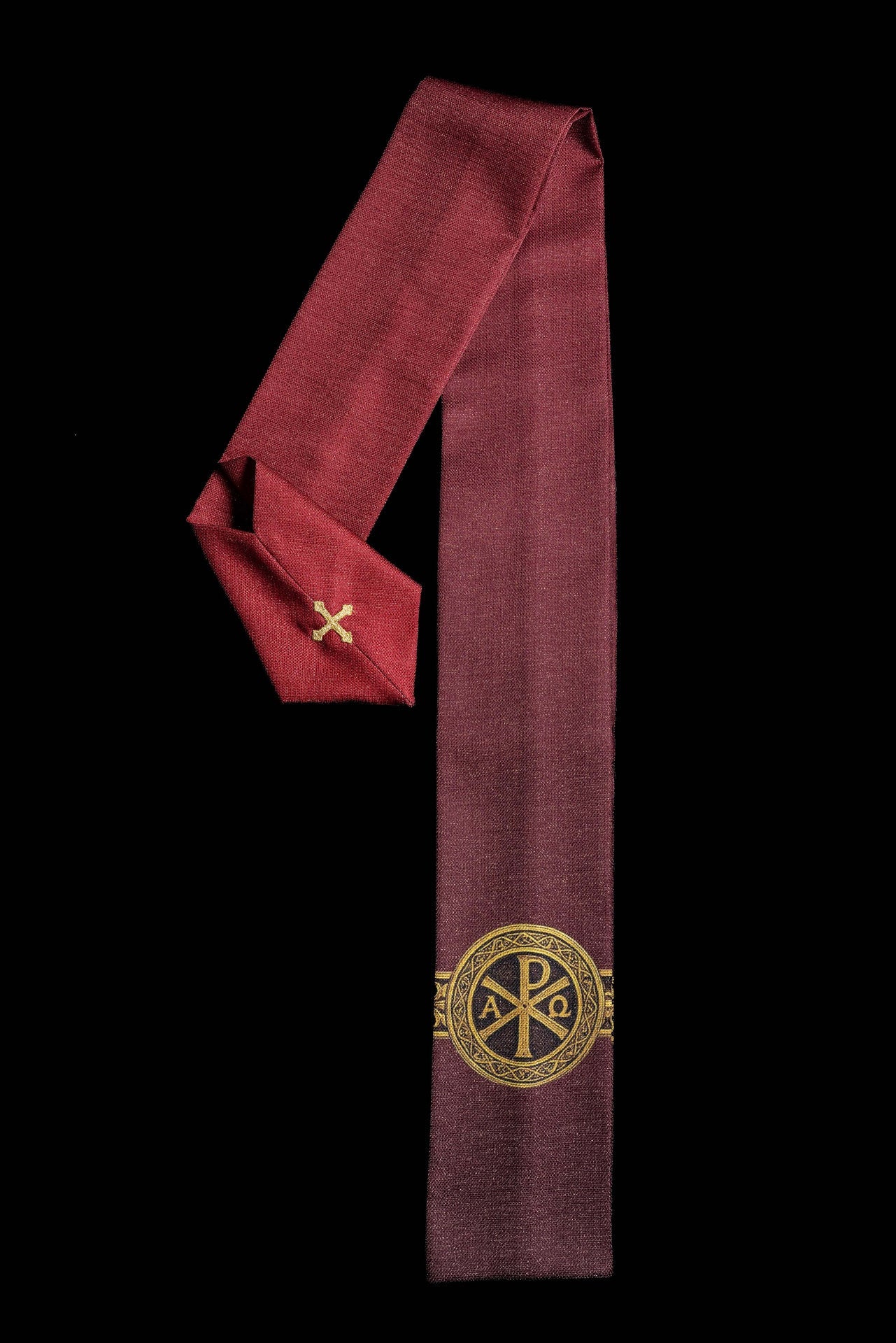 Ornat drukowany Pax czerwony z bogatym złotym zdobieniem - ORNATY.PL