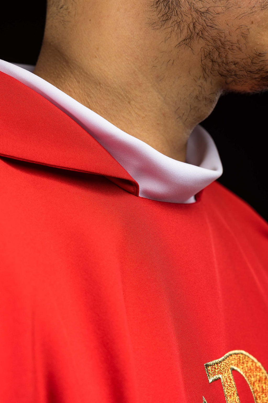 Bestickte Kasel mit Alpha-und-Omega-Symbol und breitem Kragen Rot