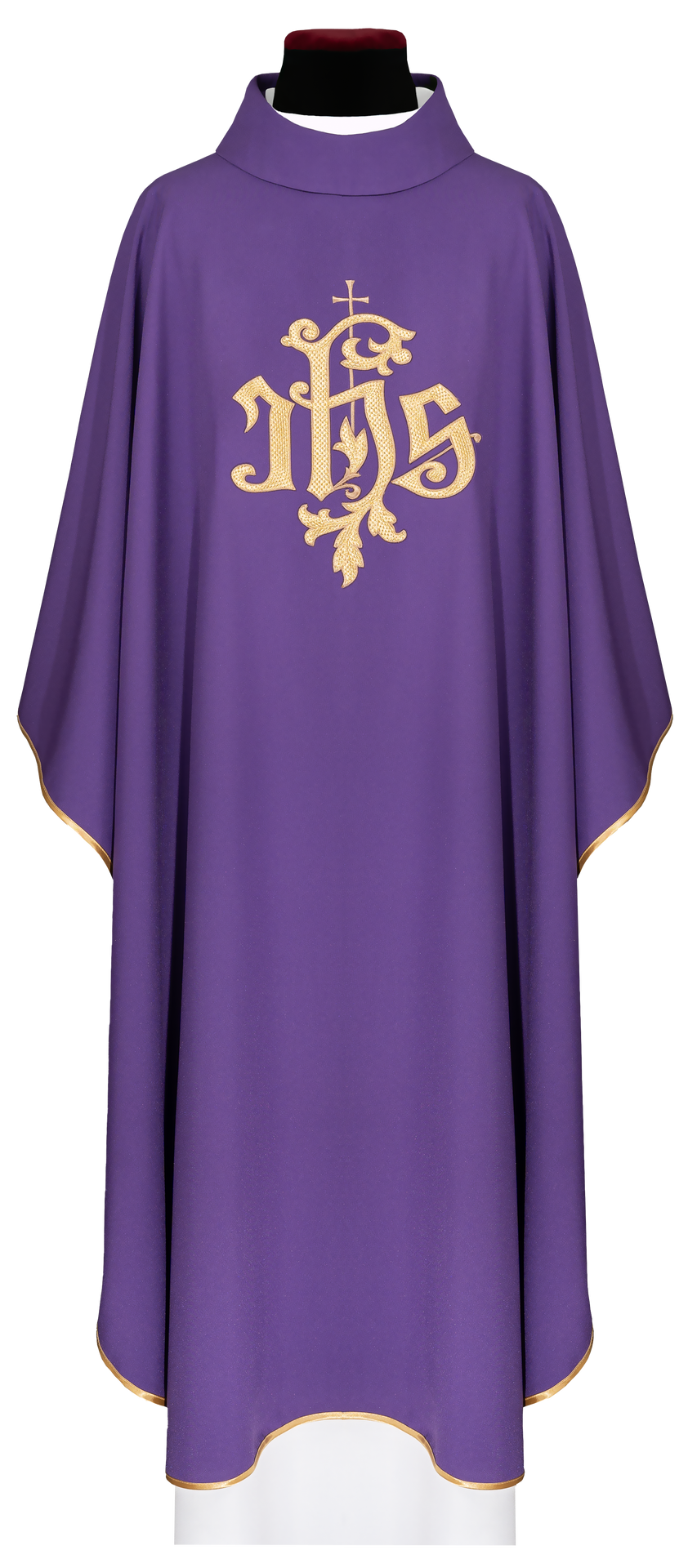 Fioletowy ornat ze złotym haftem IHS - ORNATY.PL
