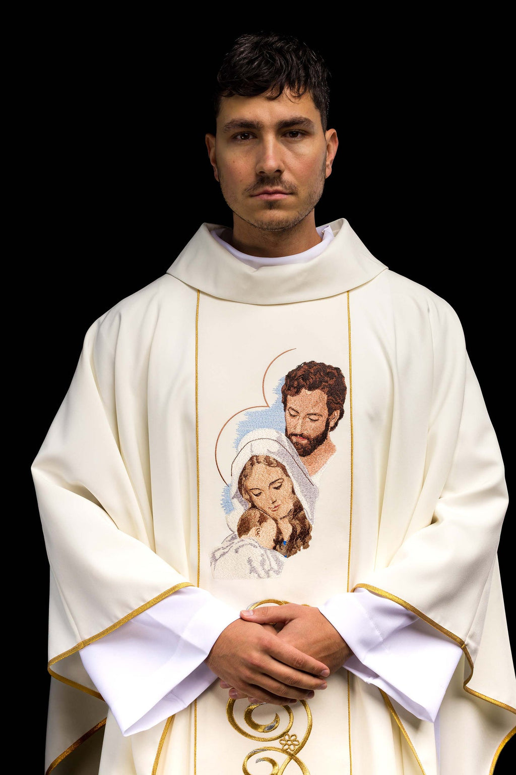 Weihnachtsgewand mit dem Bild der Heiligen Familie