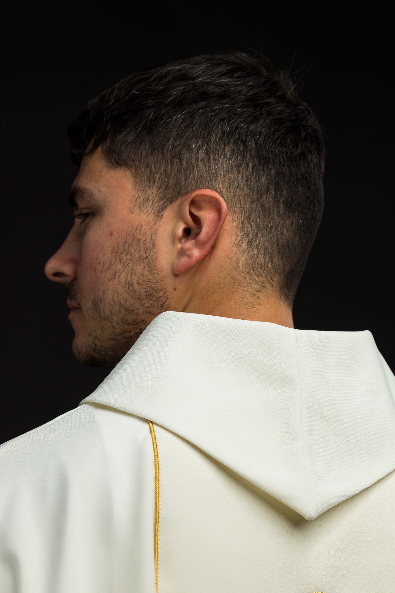 Messgewand in Ecru mit dem Bild von Jesus dem Guten Hirten