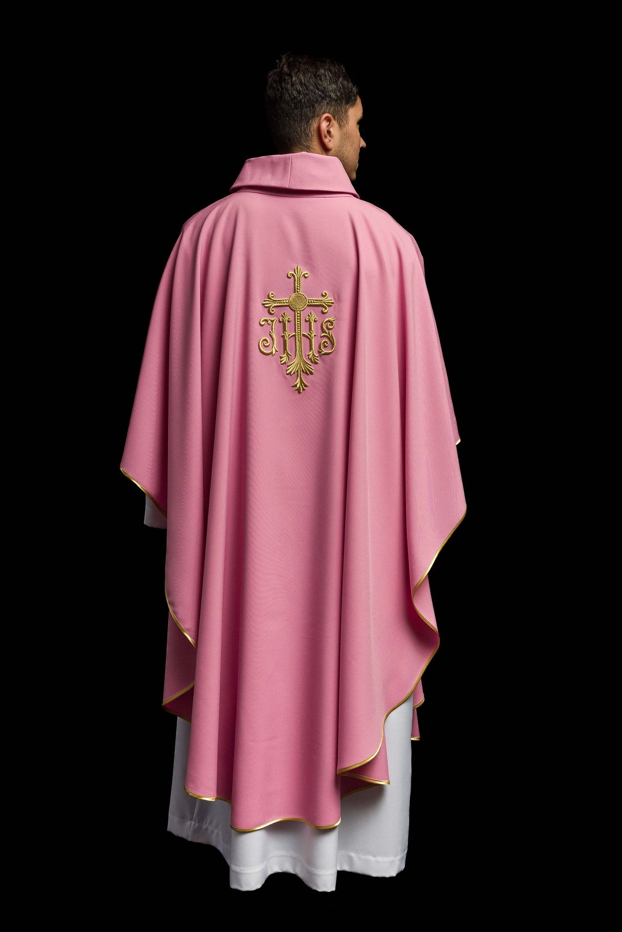JHS rosa Messgewand mit erhabener Stickerei