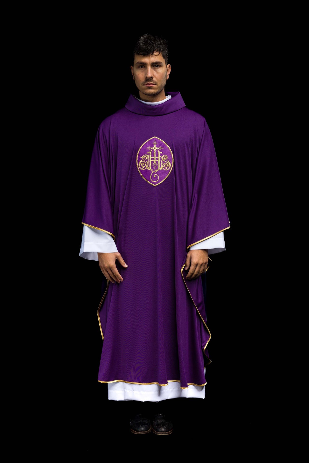 Messgewand bestickt mit leichtem IHS-SACROLITE-Gestrick