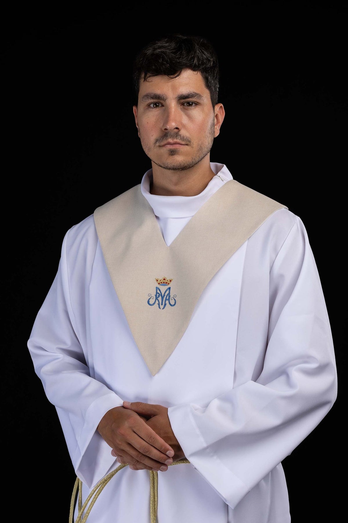 Lektorenpallium in Ecru mit Marienmotiv