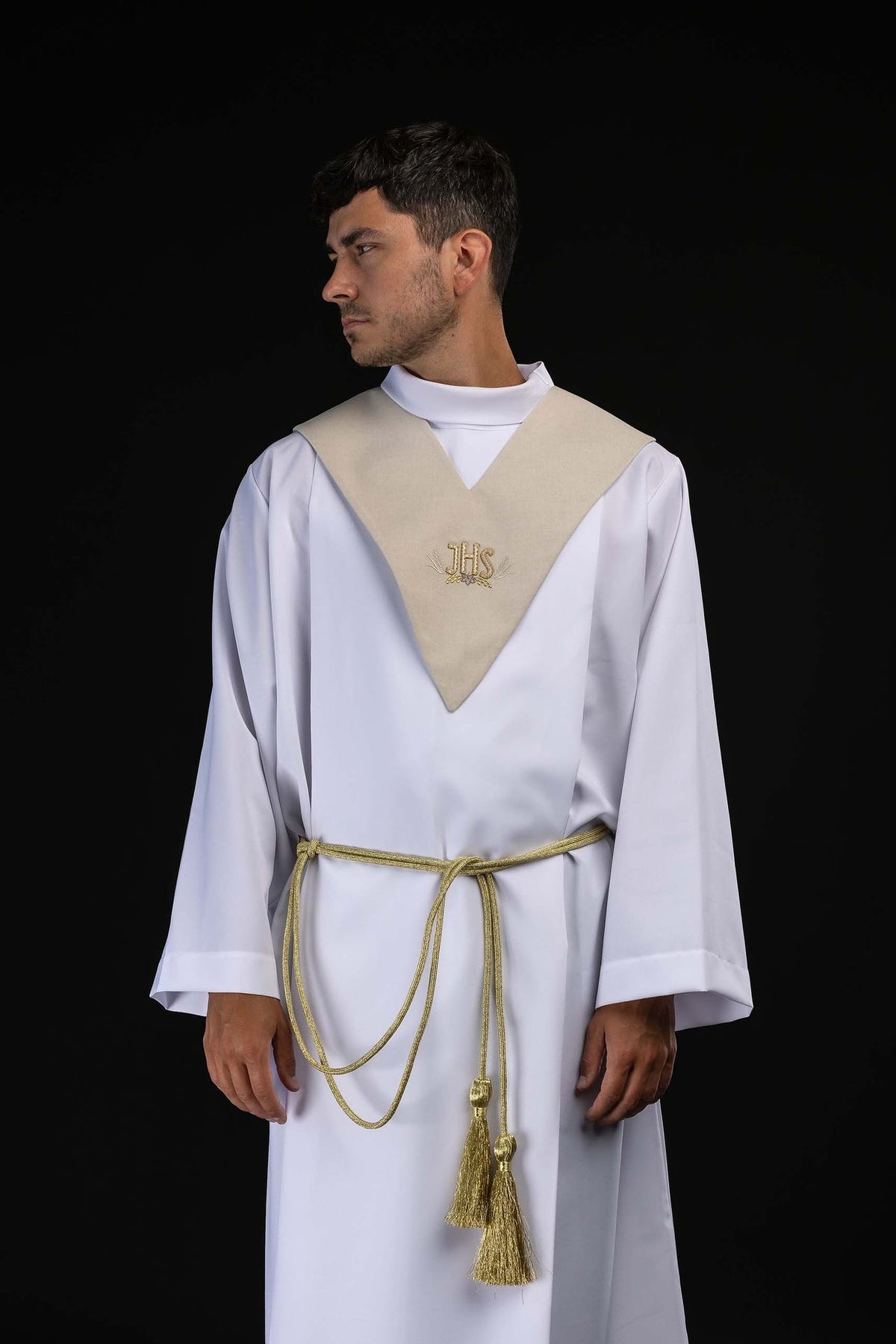 Ecru Lektorenpallium mit goldener IHS-Stickerei