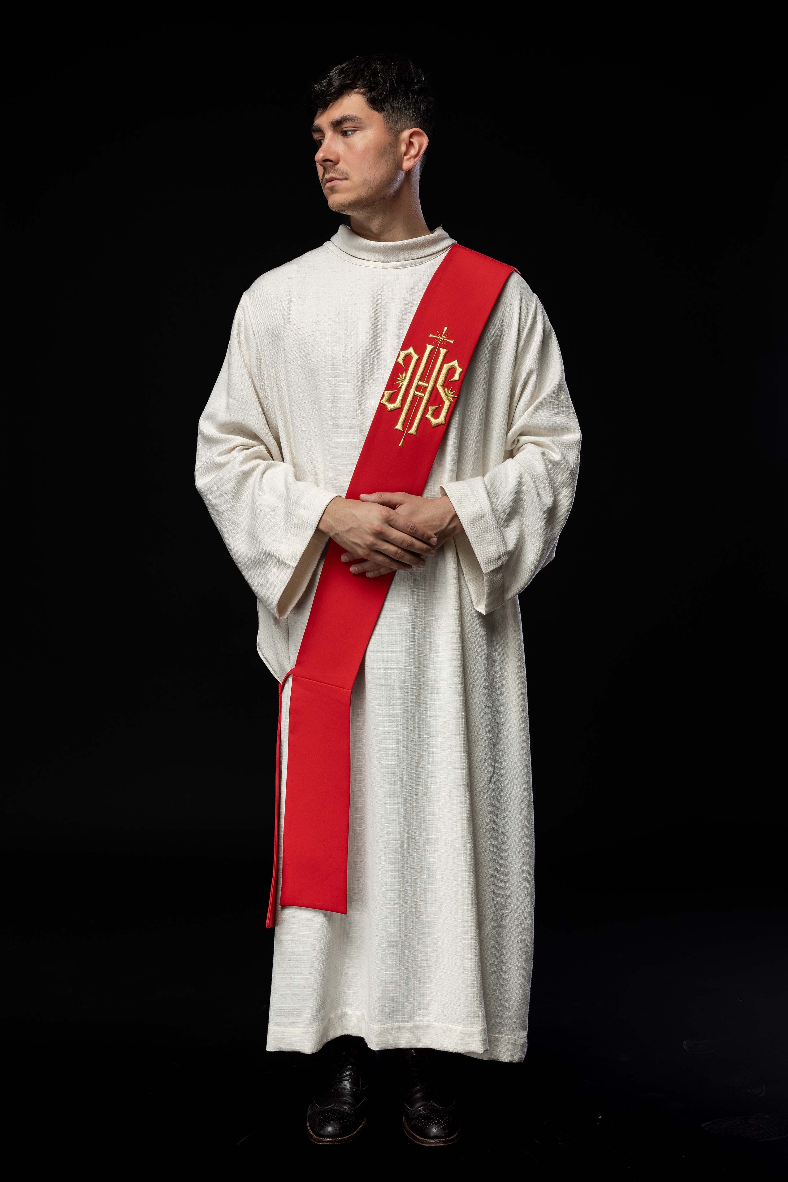 Diakonatsstola mit gesticktem IHS und Kreuz