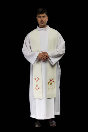 Stuła kapłańska z haftem Krzyża i Baranka - ORNATY.PL