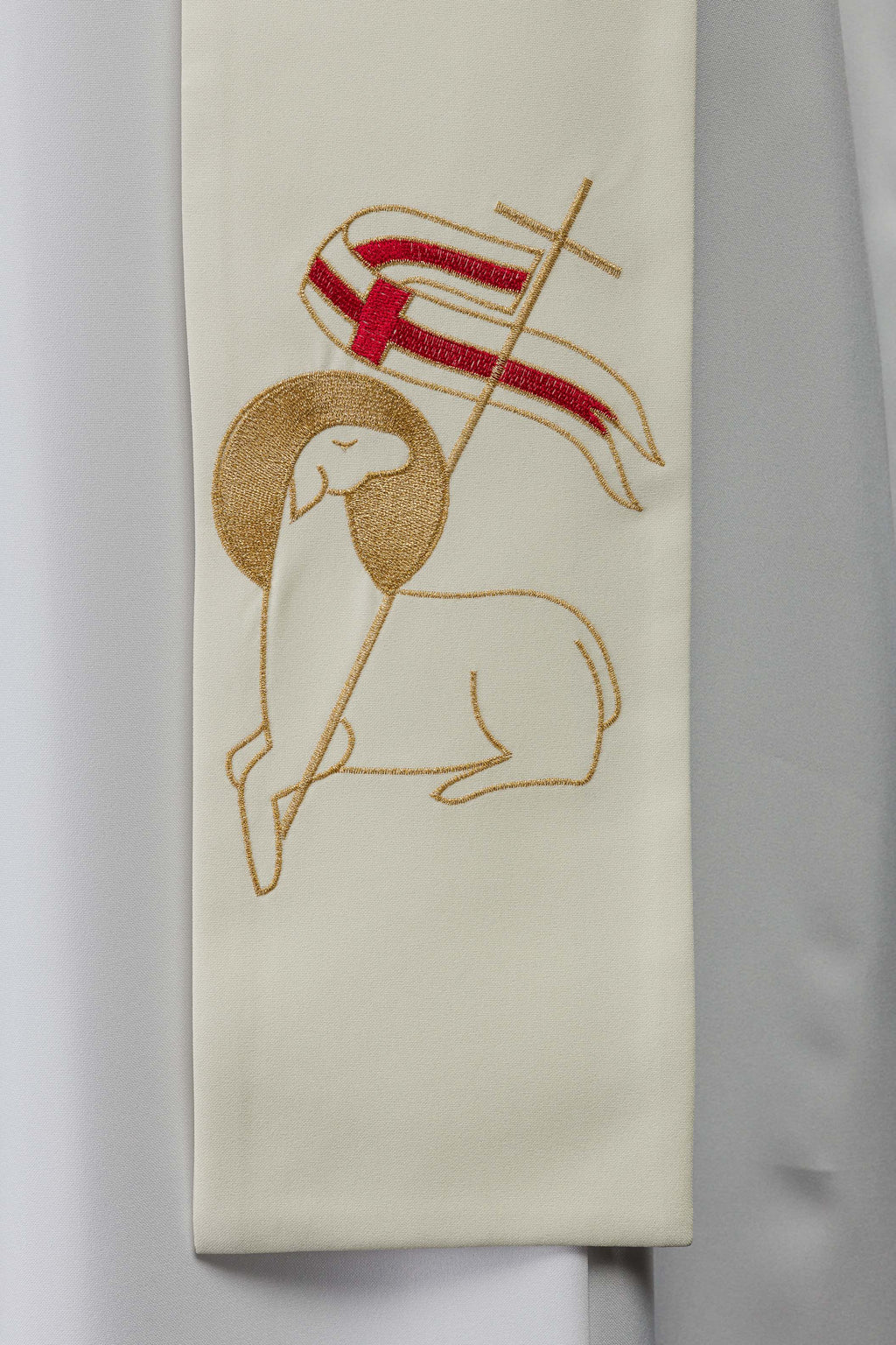 Priesterstola mit Stickerei von Kreuz und Lamm