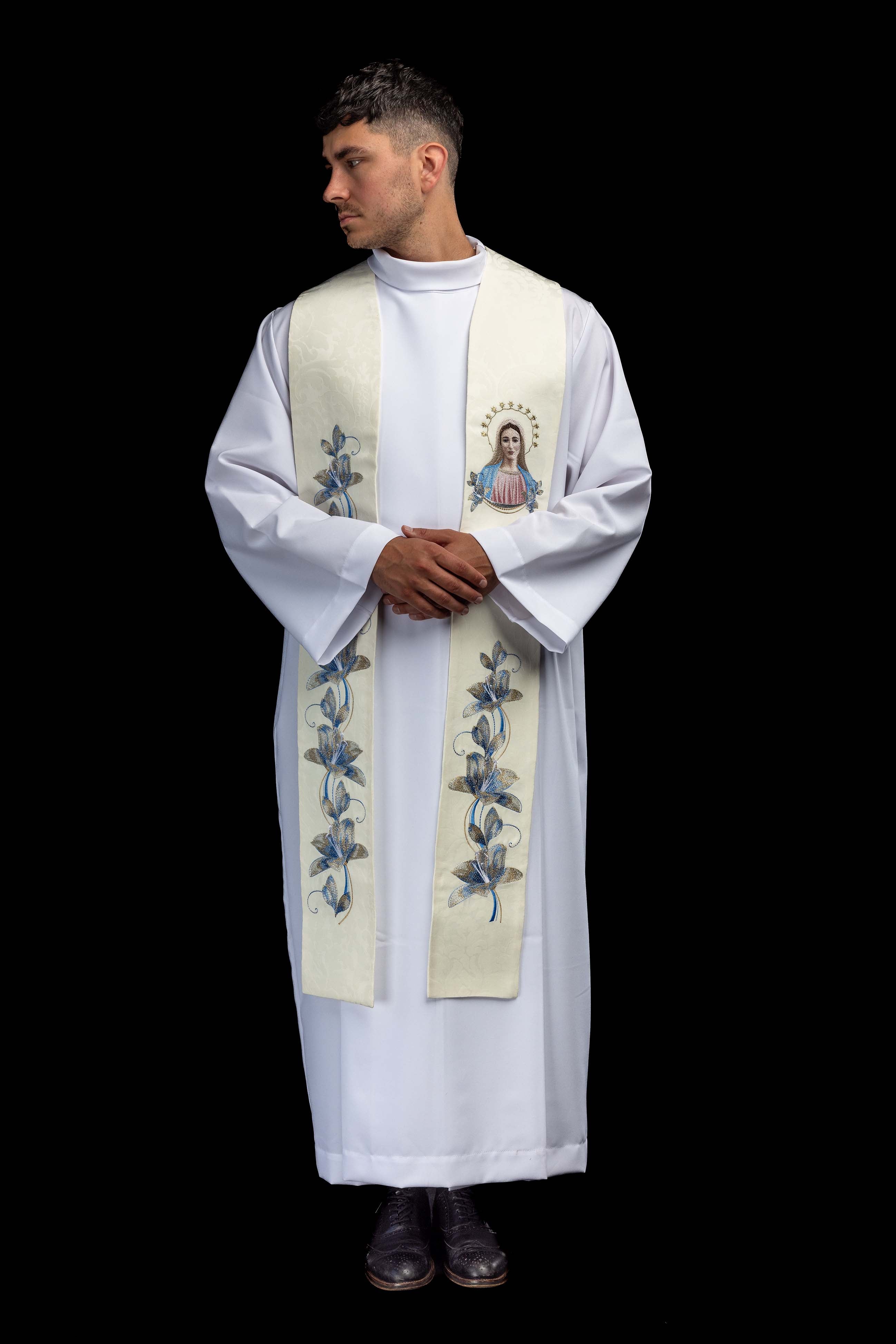 Bestickte Stola mit dem Bildnis Unserer Lieben Frau von Medjugorje