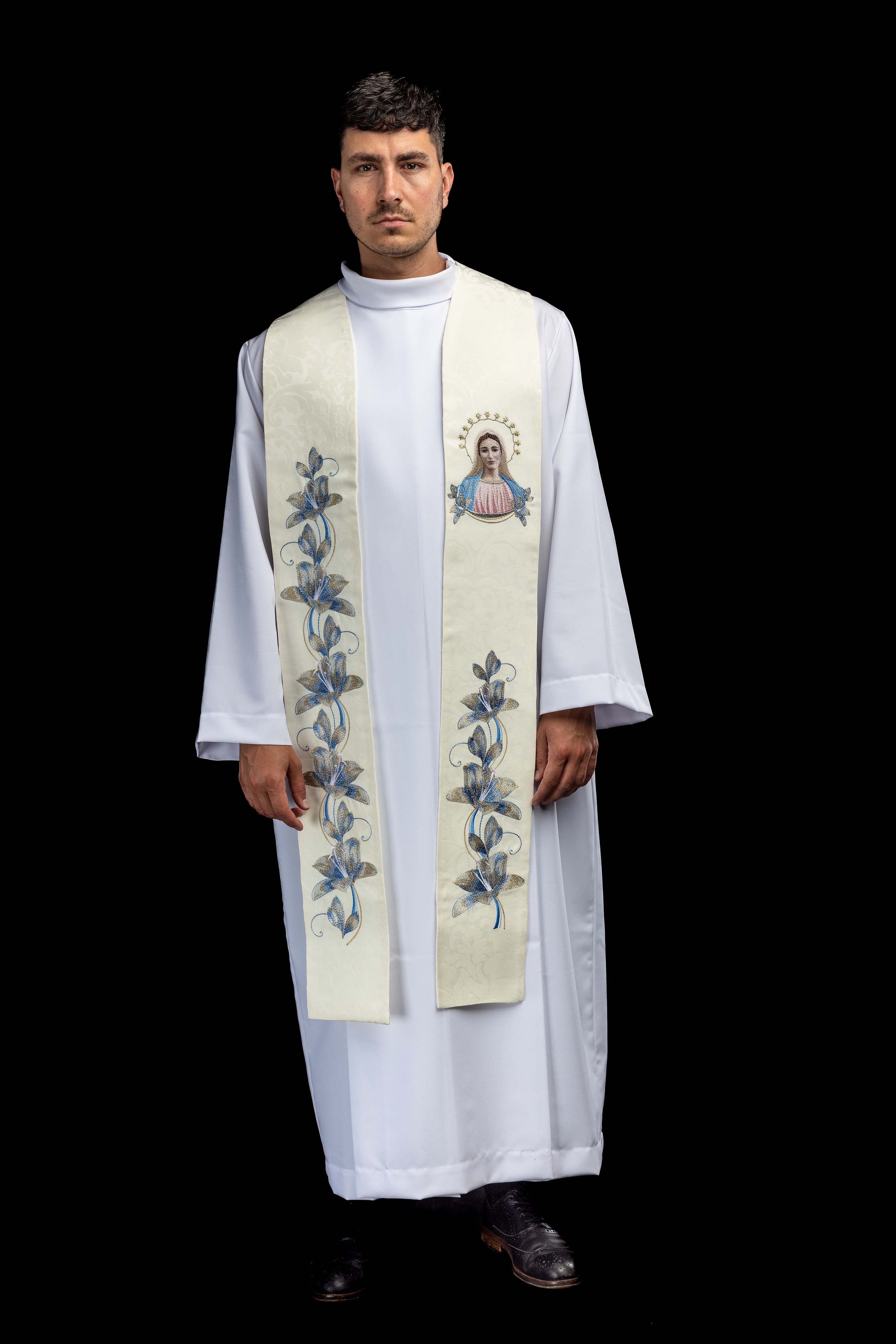 Bestickte Stola mit dem Bildnis Unserer Lieben Frau von Medjugorje