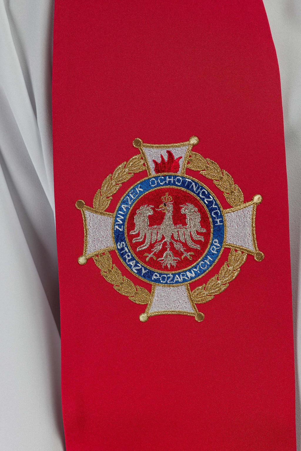 Stuła haftowana z wizerunkiem Świętego Floriana - ORNATY.PL