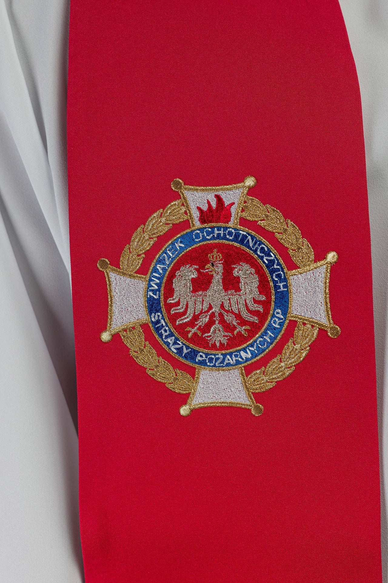 Stuła haftowana z wizerunkiem Świętego Floriana - ORNATY.PL