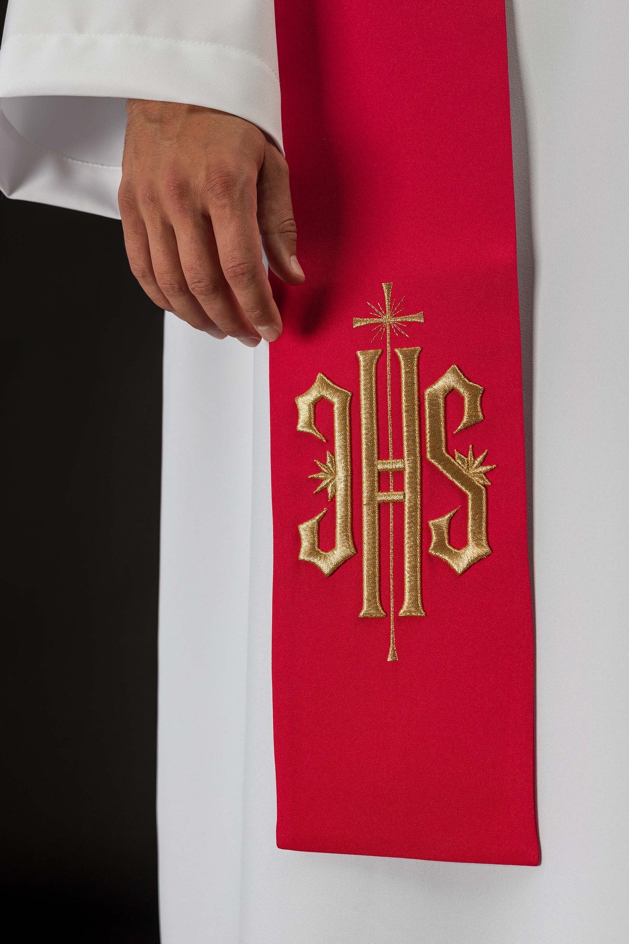 Bestickte Stola mit Abbildung des Heiligen Florian