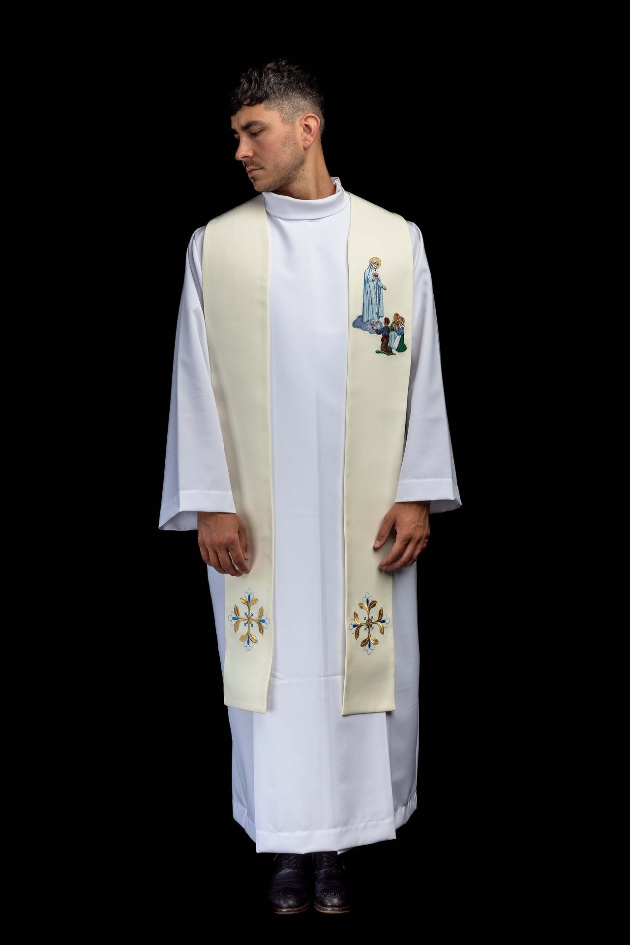 Bestickte Stola mit Darstellung Unserer Lieben Frau von Fatima