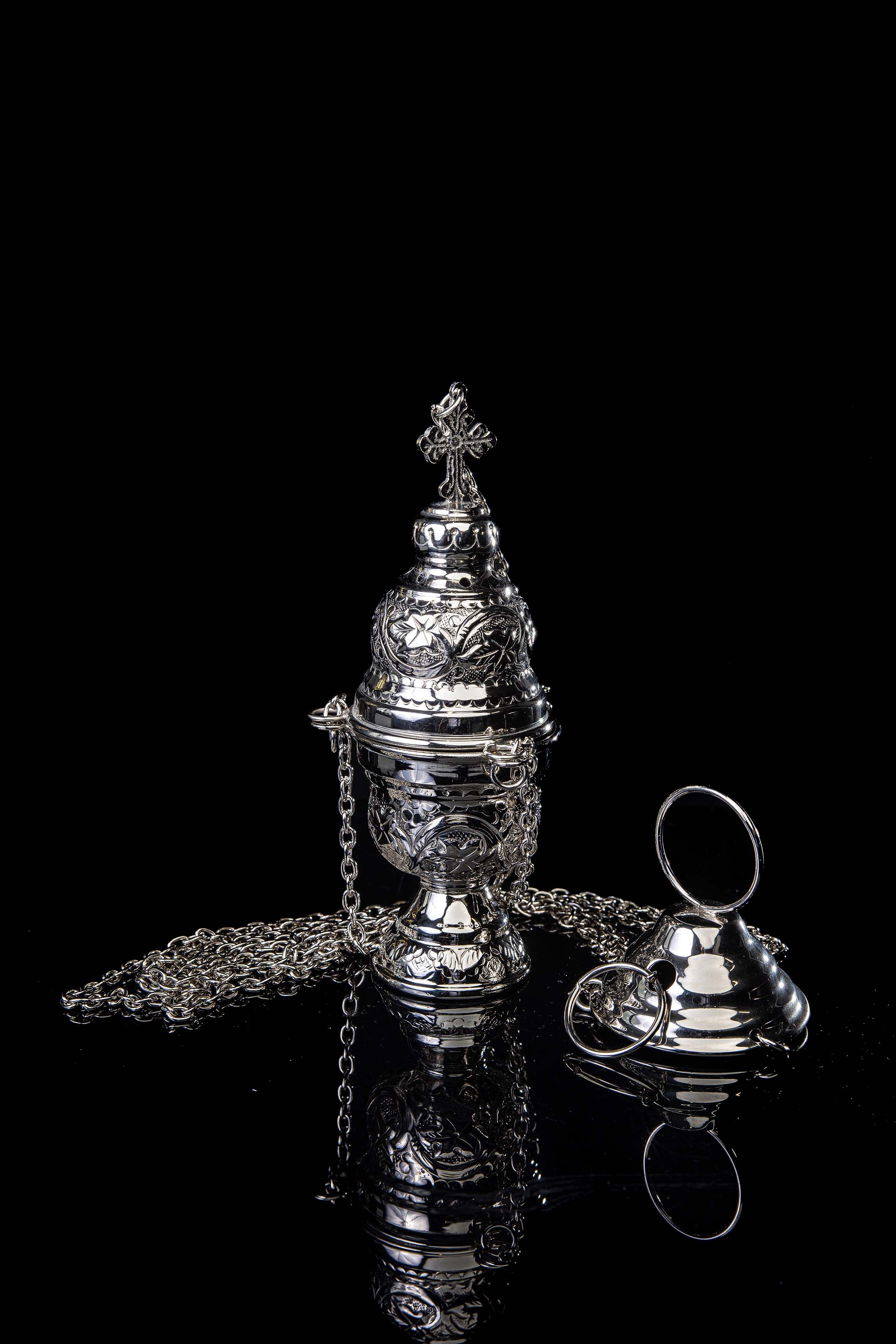 Weihrauchfass - Messing - Nickel - 19 cm