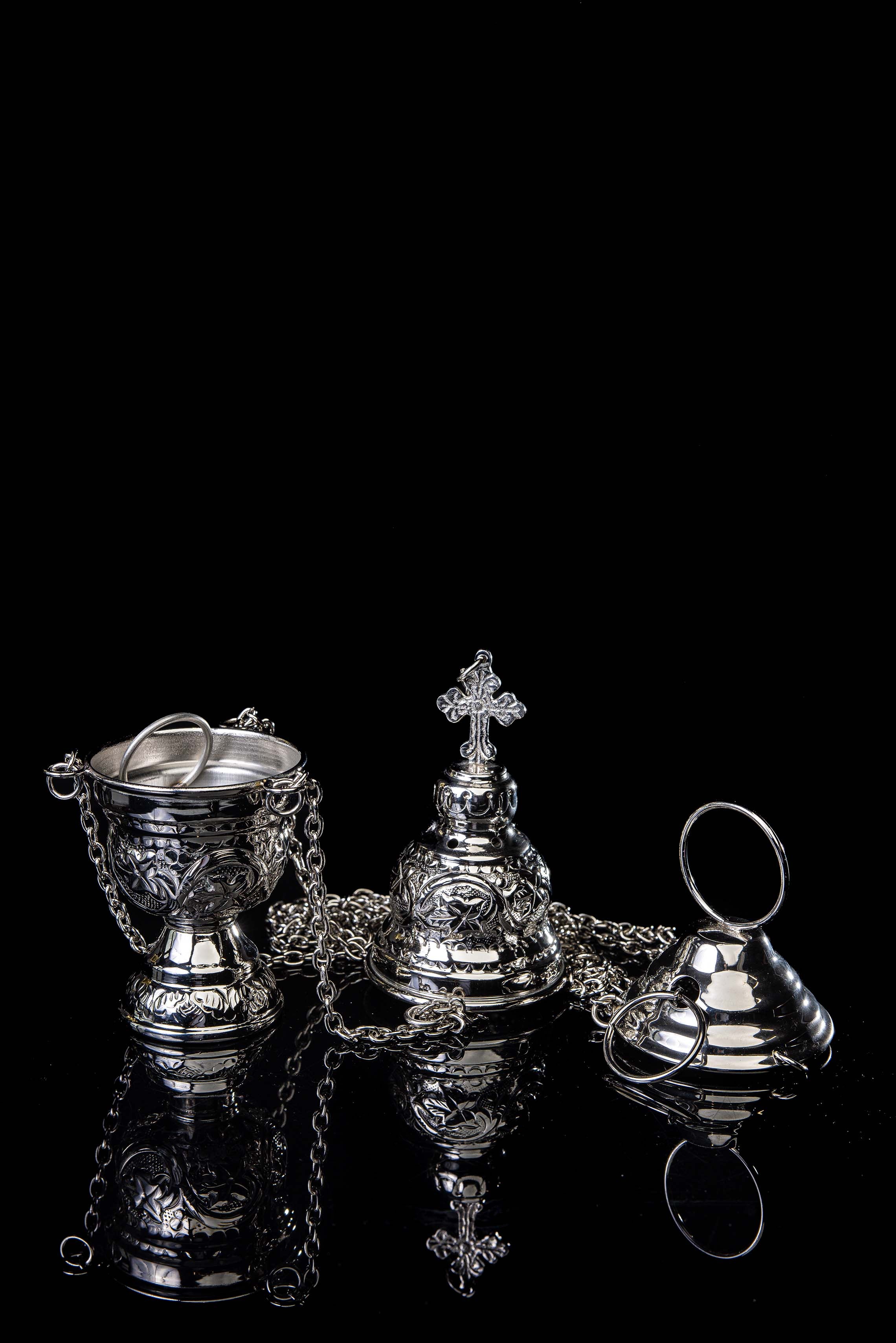 Weihrauchfass - Messing - Nickel - 19 cm