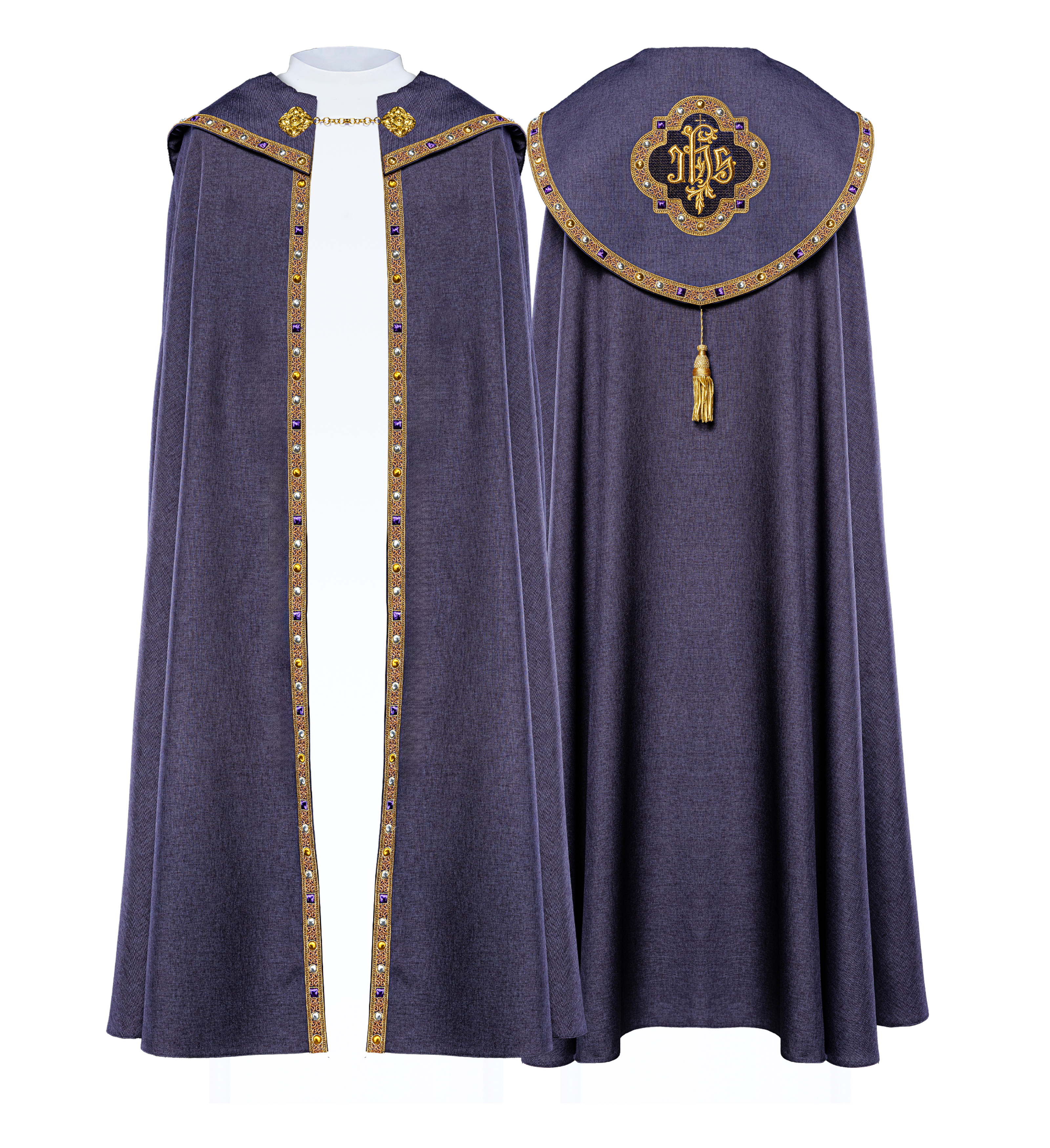 Violette liturgische Kapelle mit goldenem IHS