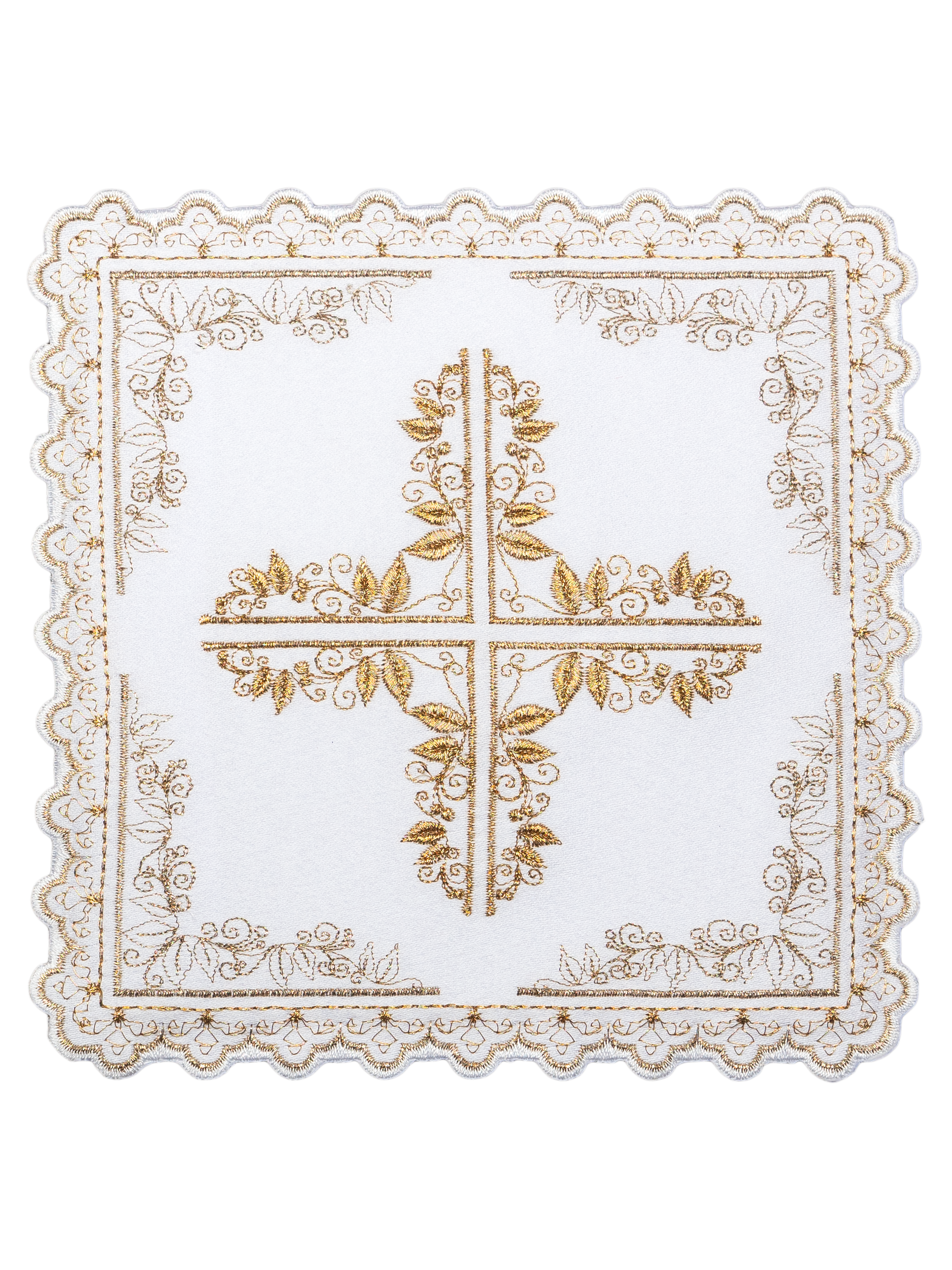 Kelchwäscheset mit Kreuzmotiv und dekorativer Stickerei