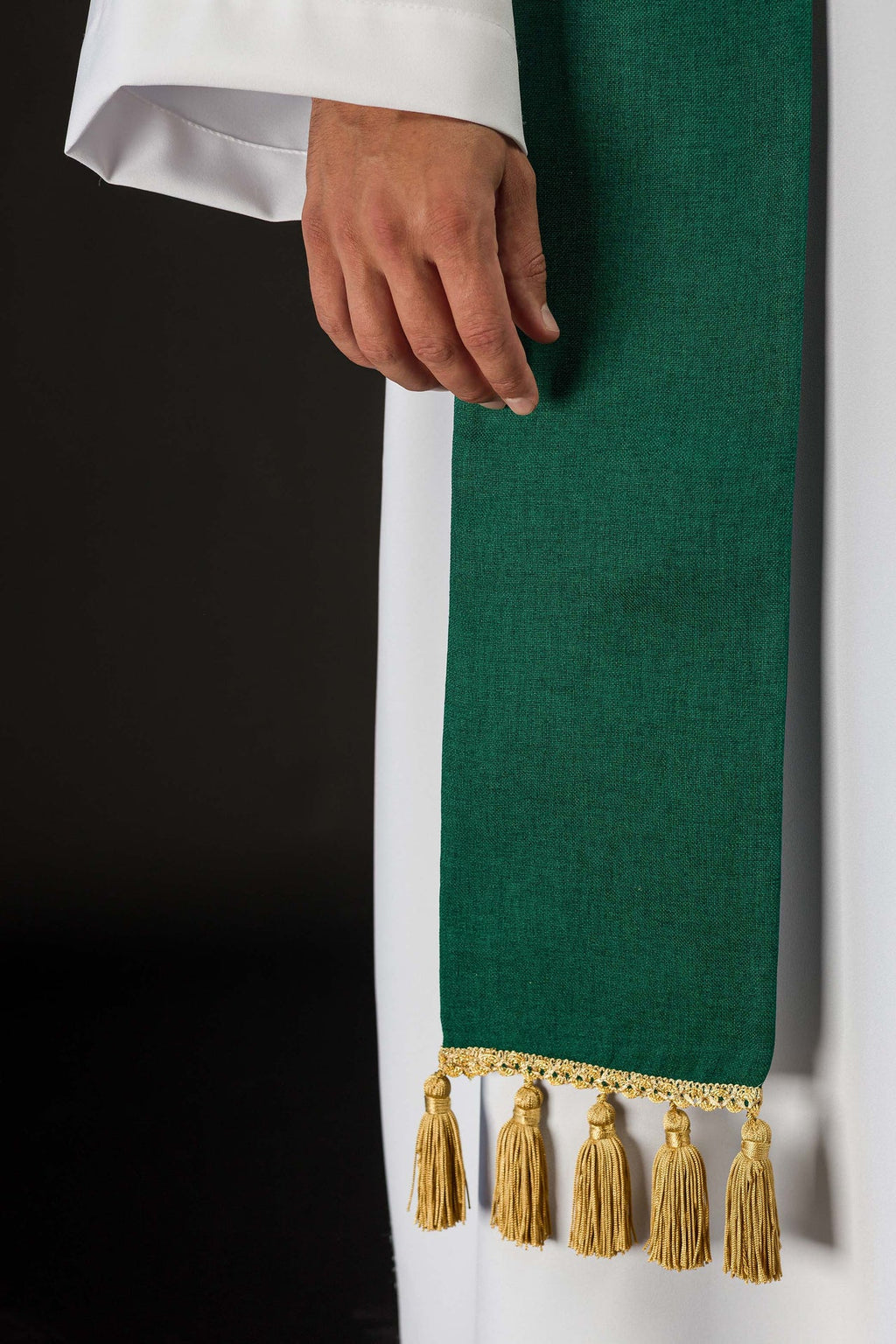 Stuła haftowana z motywem IHS zielona - ORNATY.PL