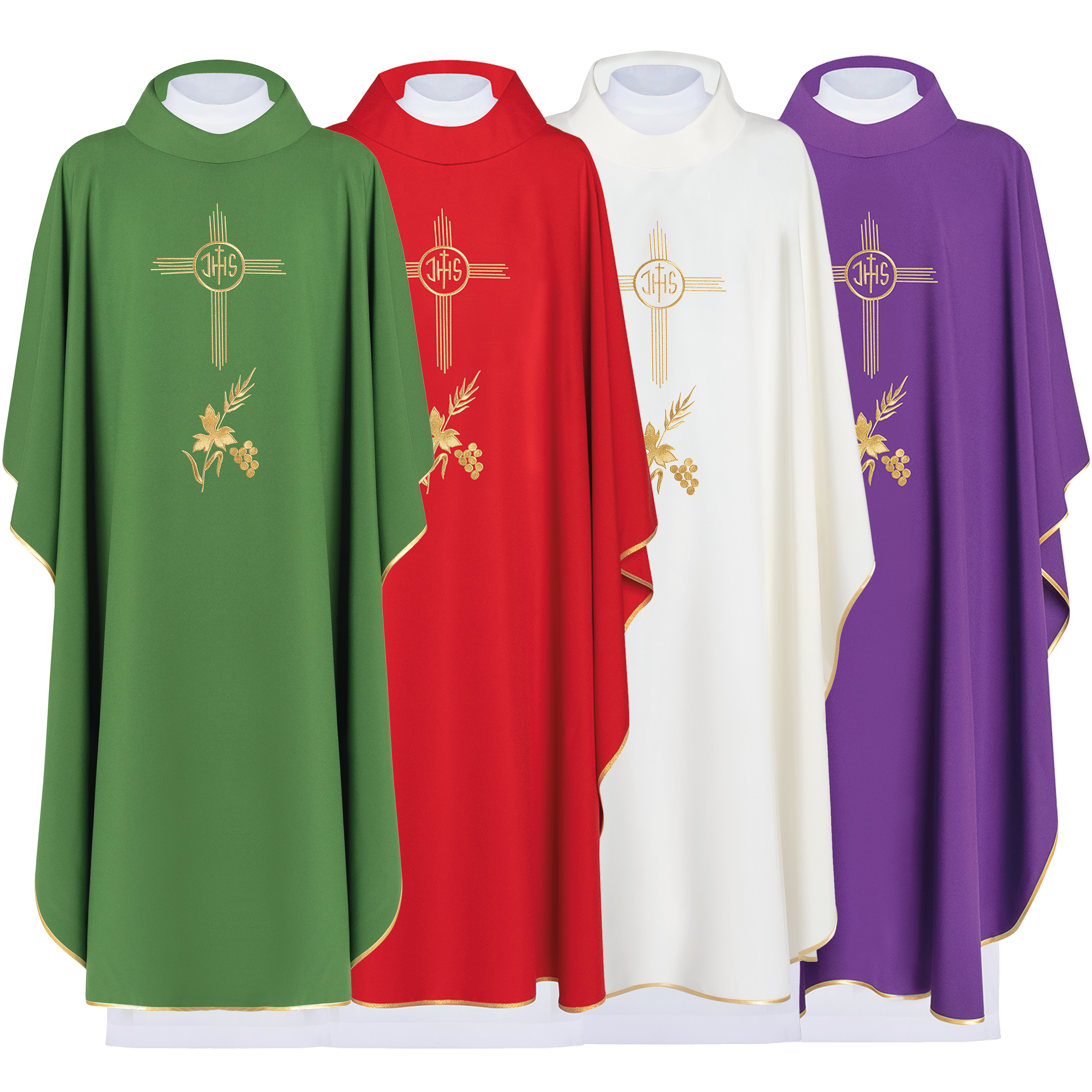 Chasubleset in vier Farben mit IHS-Motiv