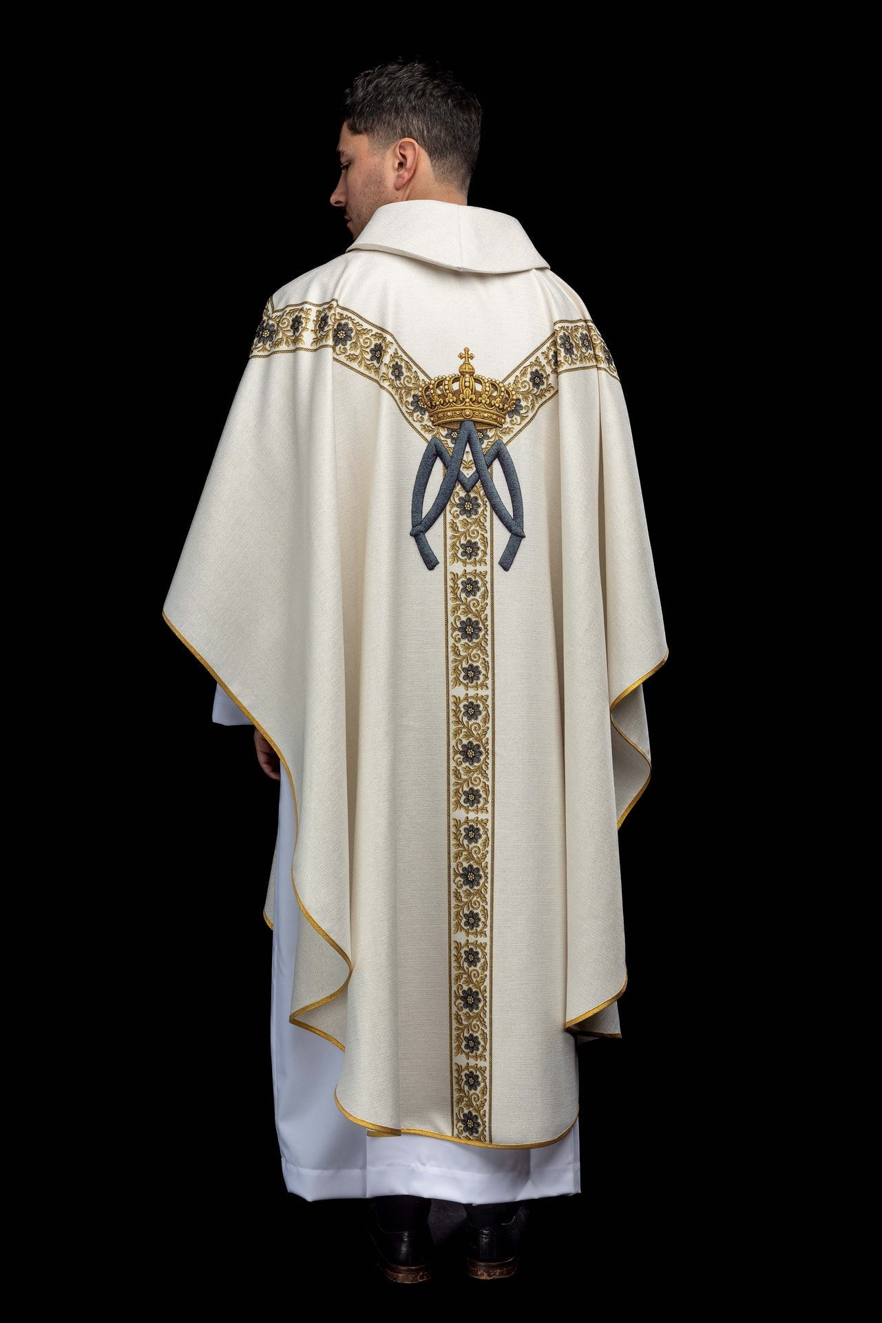 Bedruckte Kasel mit dem Bildnis Unserer Lieben Frau von Lourdes - MESSGEWANDER.DE