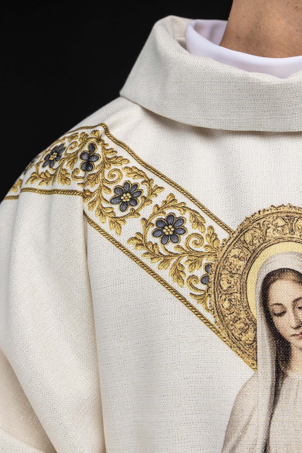 Bedruckte Kasel mit dem Bildnis Unserer Lieben Frau von Lourdes - MESSGEWANDER.DE