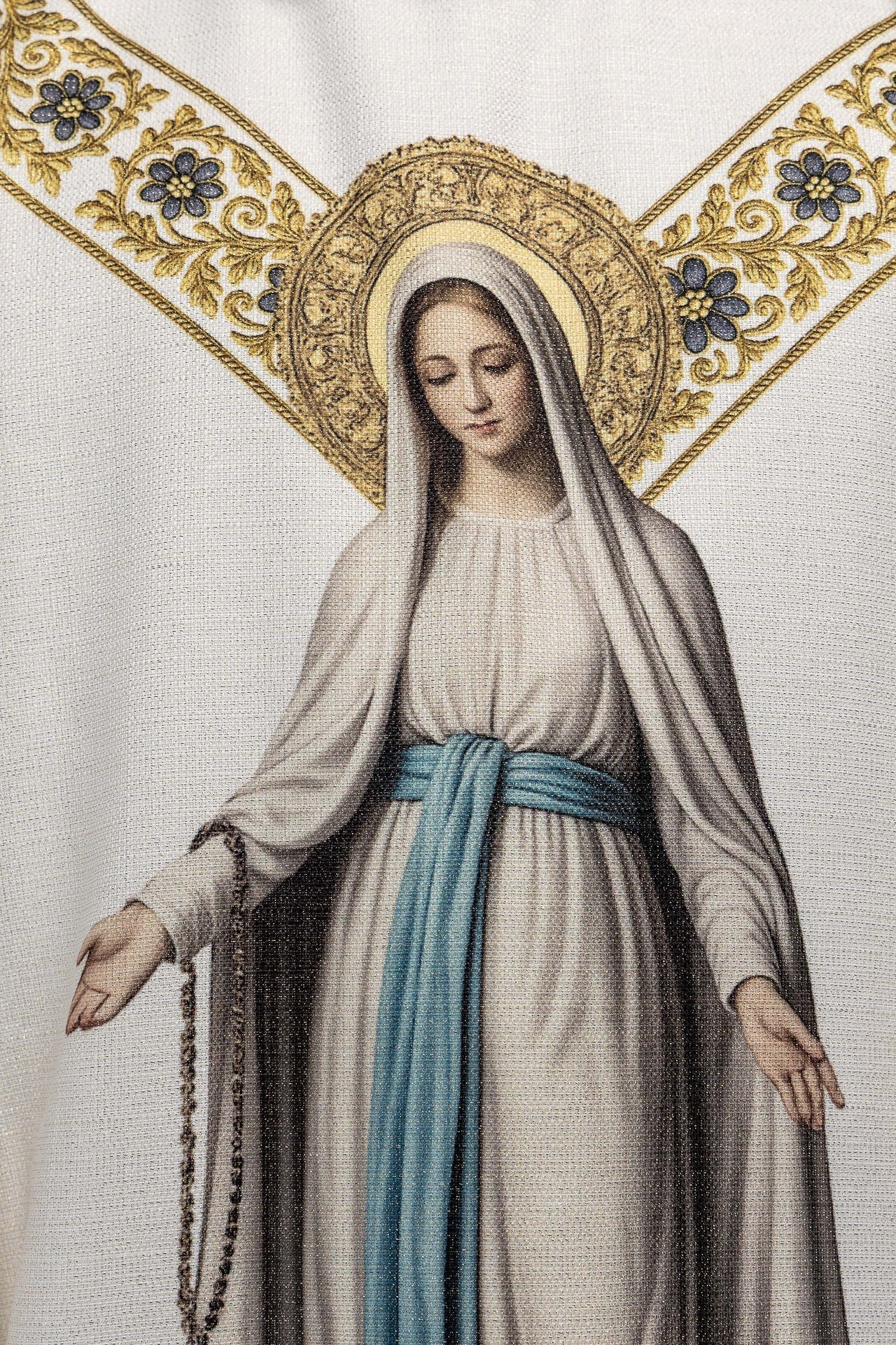 Bedruckte Kasel mit dem Bildnis Unserer Lieben Frau von Lourdes - MESSGEWANDER.DE