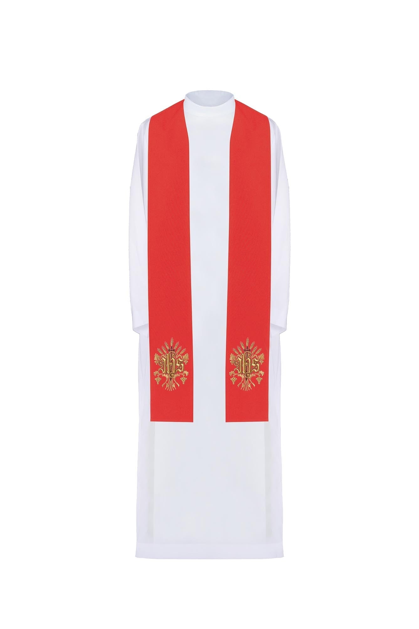 Bestickte Priesterstola IHS Rot - MESSGEWANDER.DE