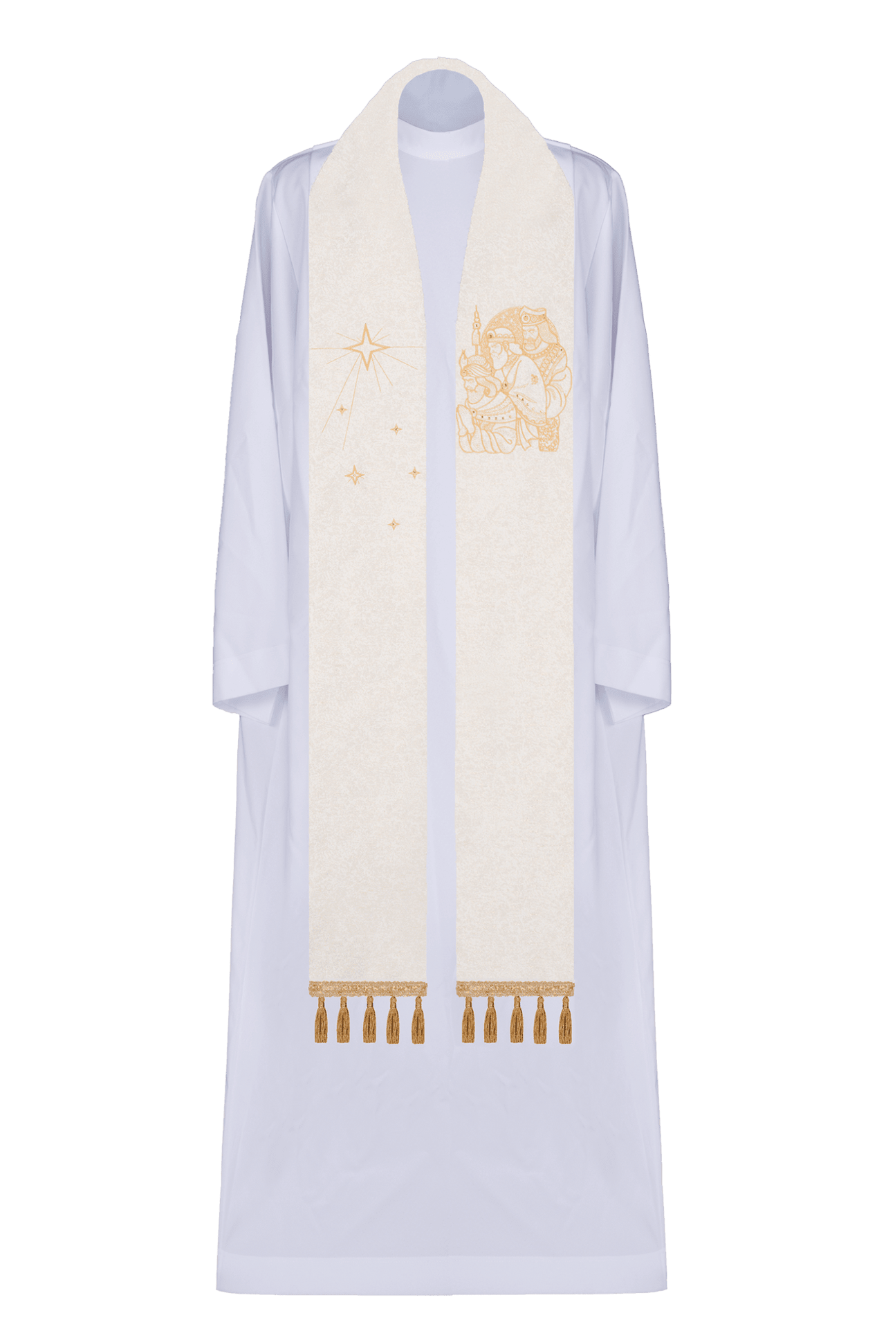 Bestickte Priesterstola mit Dreikönigsmotiv - MESSGEWANDER.DE