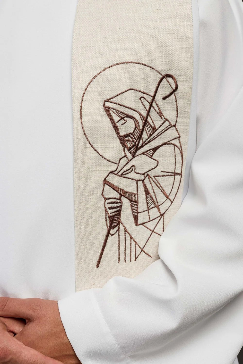 Bestickte Stola „Jesus der gute Hirt“ ecru - MESSGEWANDER.DE