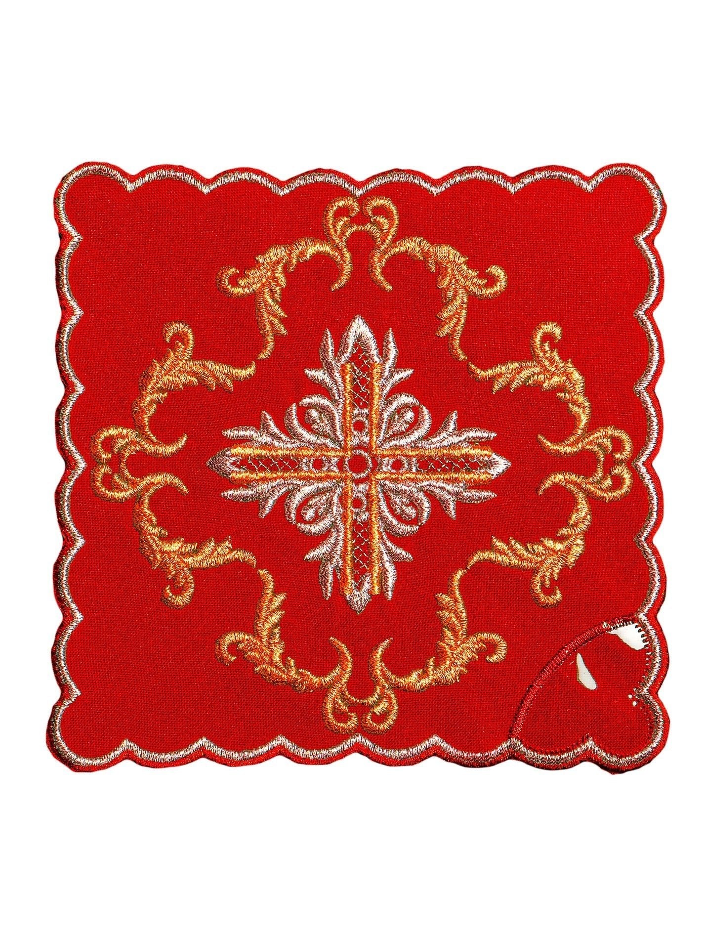 Bestickte Tasse Leinen Rot - MESSGEWANDER.DE