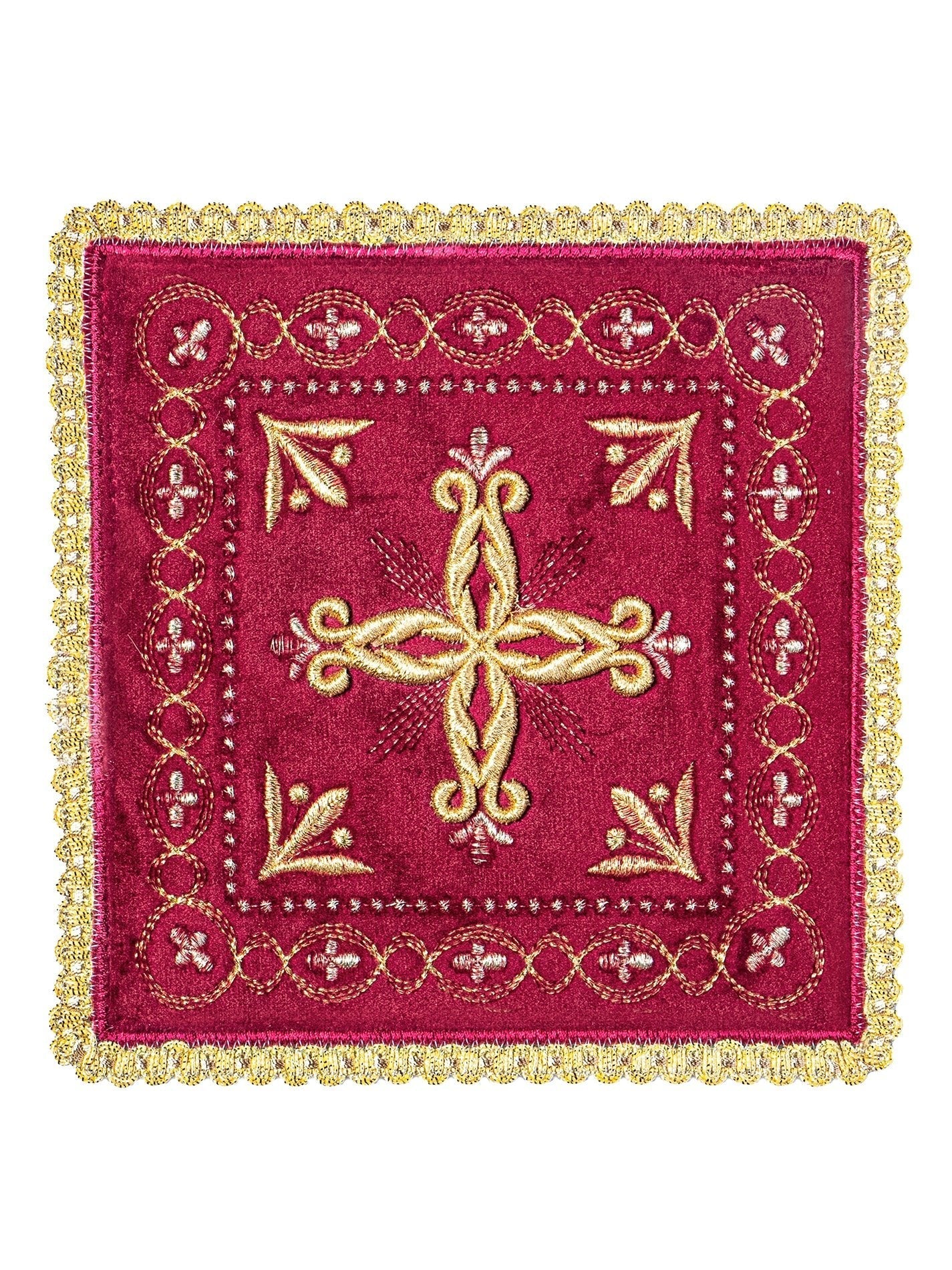 Bestickte Tasse Leinen roter Samt - MESSGEWANDER.DE
