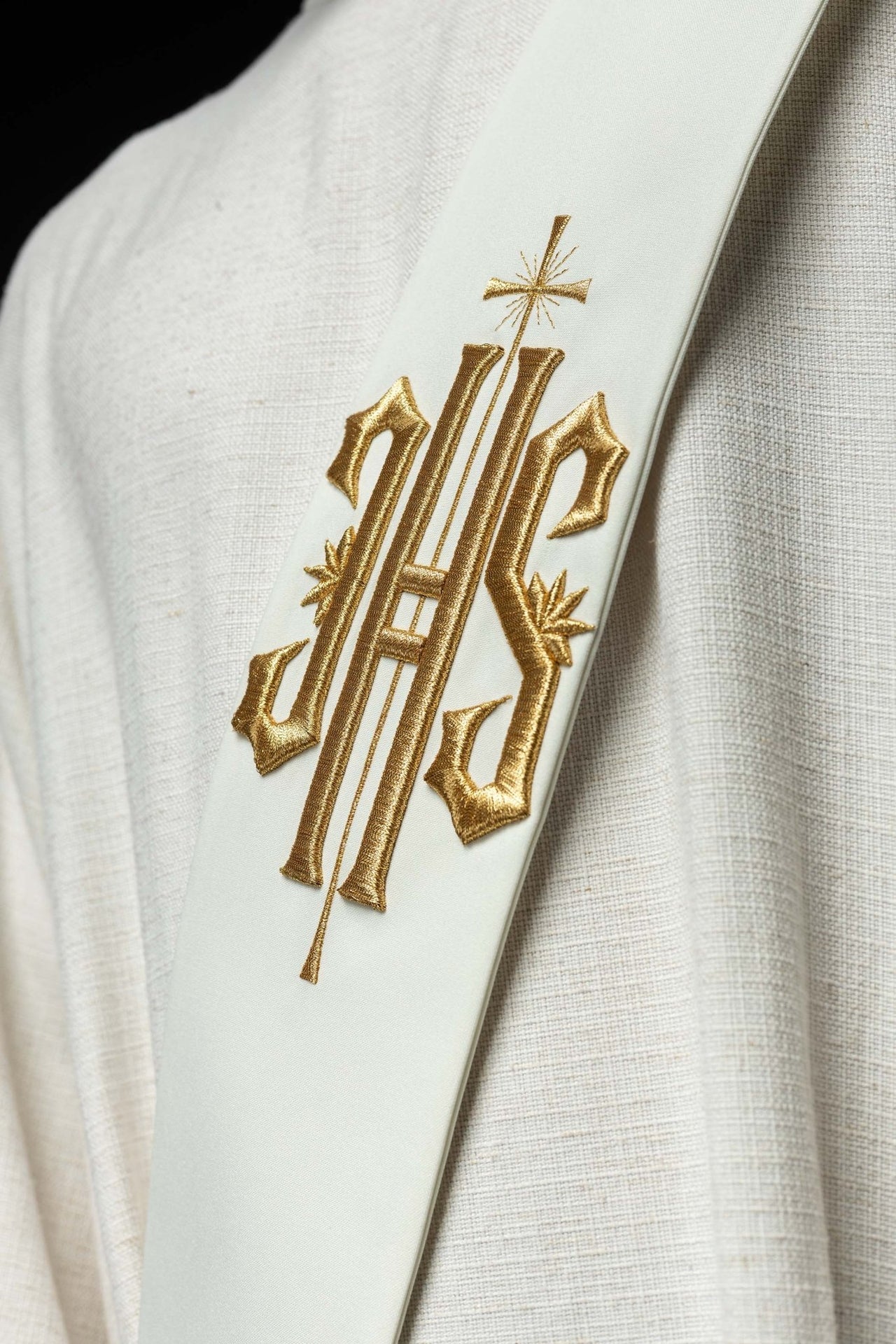Diakonatsstola mit gesticktem IHS und Kreuz - MESSGEWANDER.DE