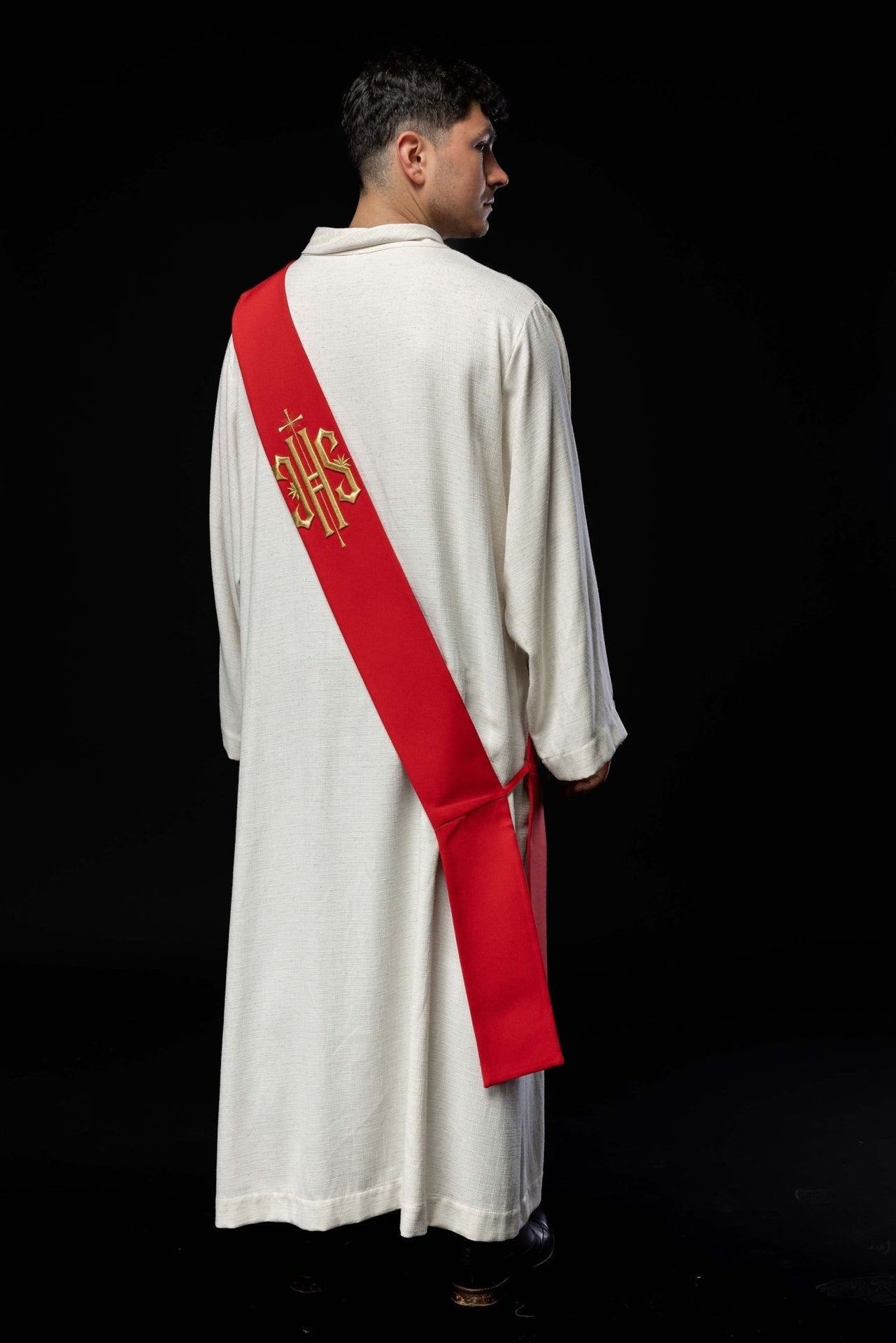 Diakonatsstola mit gesticktem IHS und Kreuz - MESSGEWANDER.DE