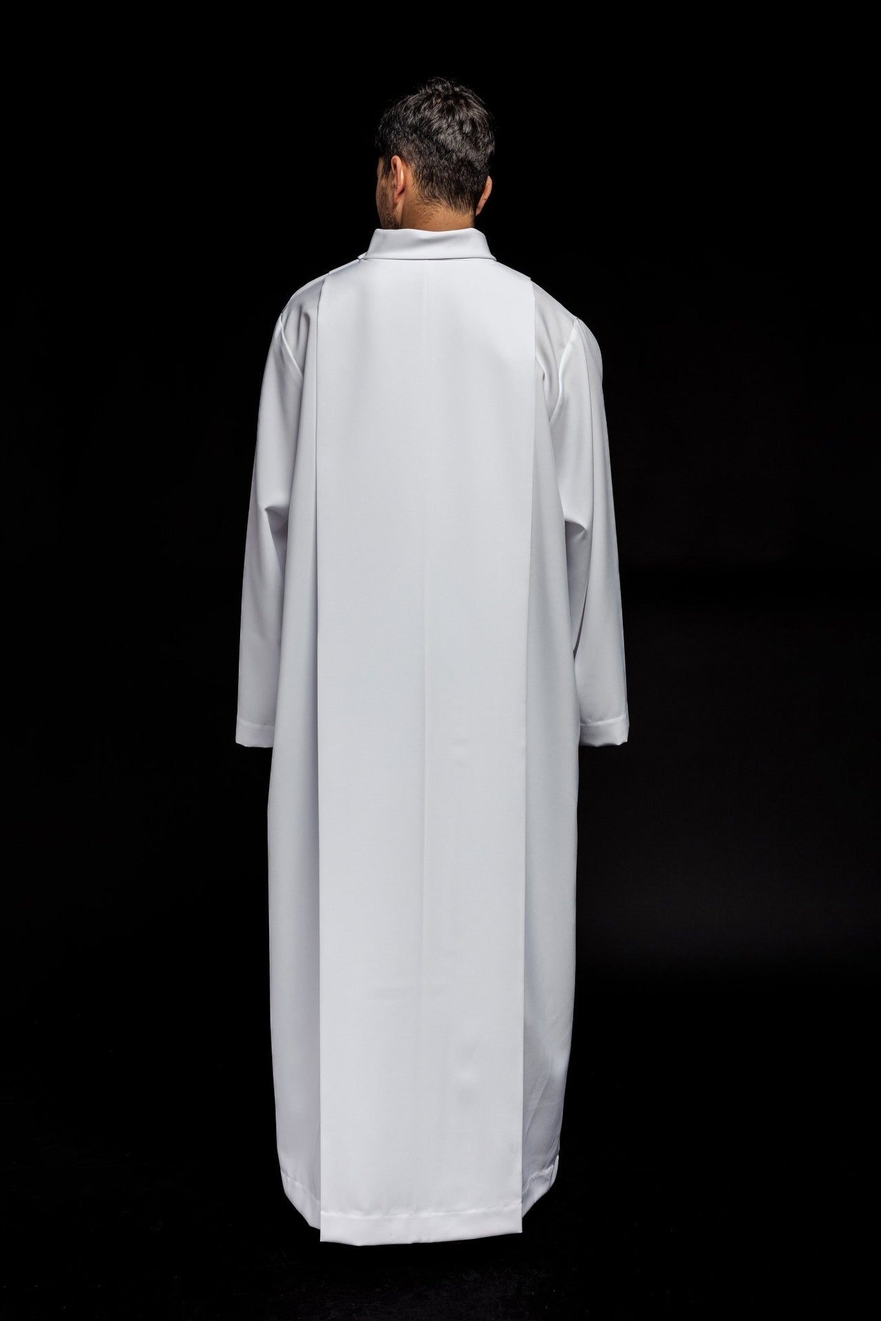 Einfarbiges Priestergewand mit Rollkragen Weiß - MESSGEWANDER.DE